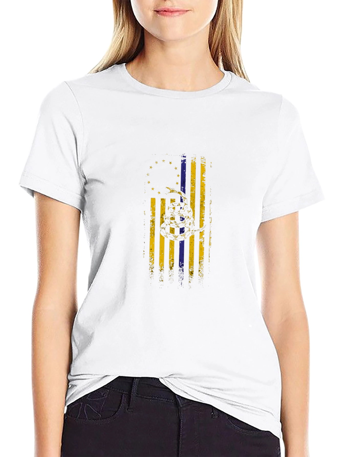 Distressed Gadsden Flag Black T-Shirt