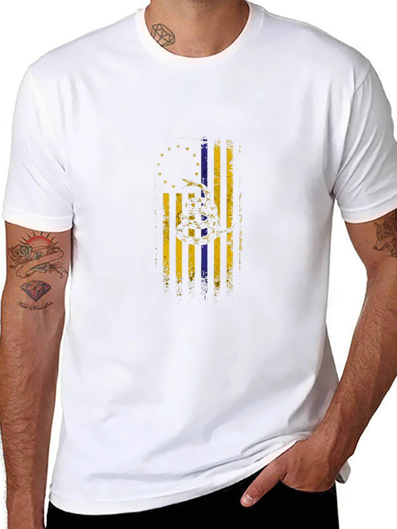 Distressed Gadsden Flag Black T-Shirt