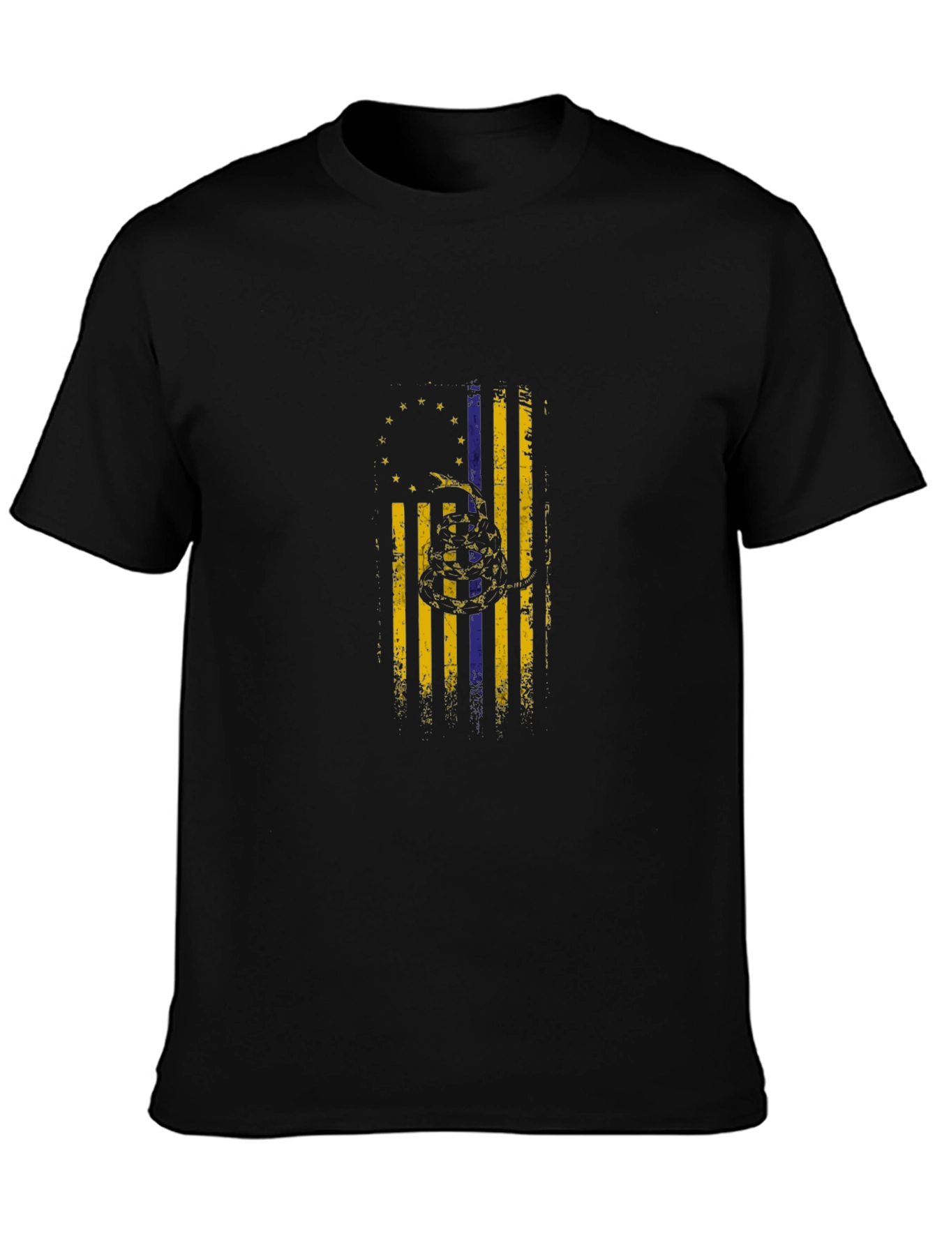 Distressed Gadsden Flag Black T-Shirt