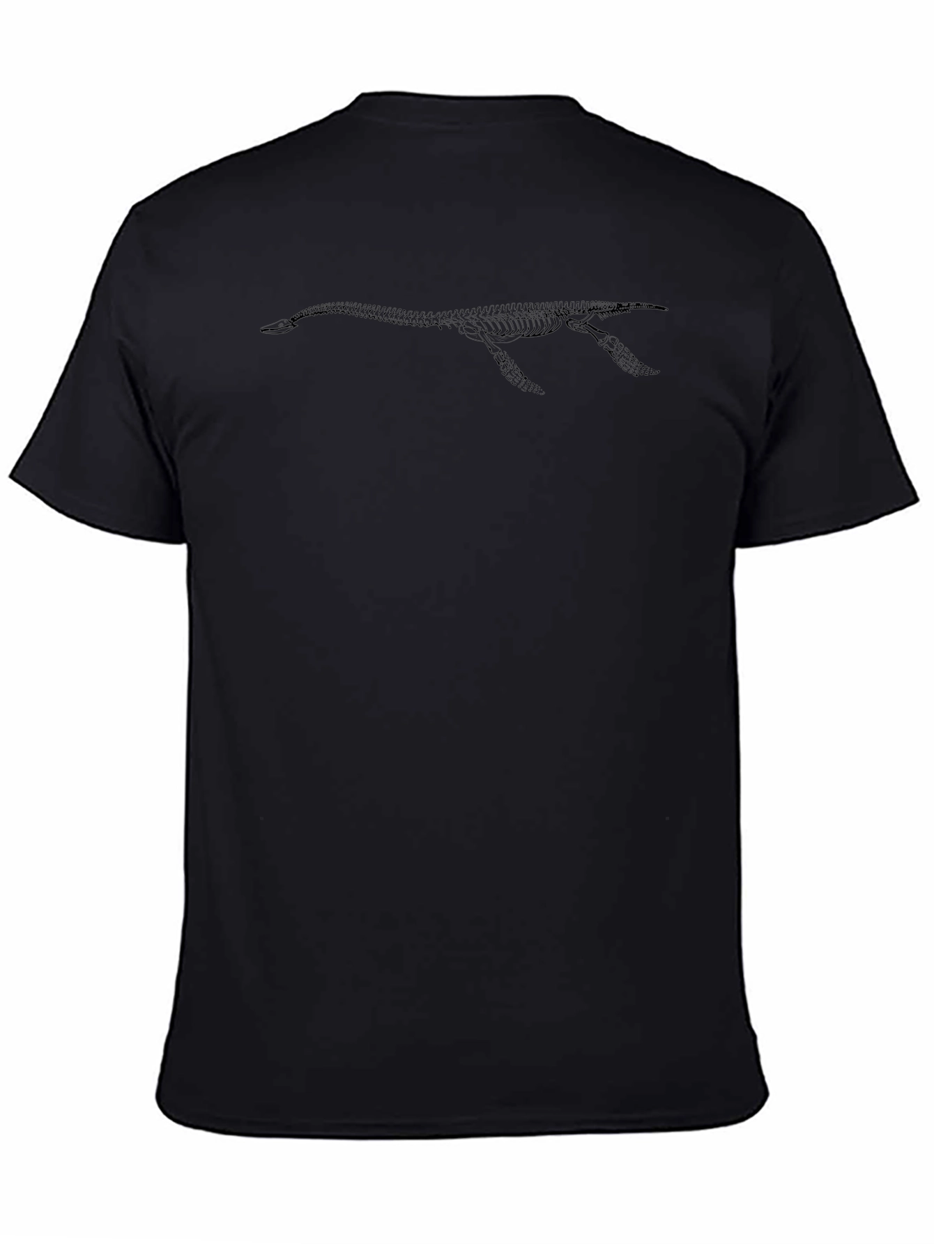 Mens Black Plesiosaur Skeleton Graphic T-Shirt