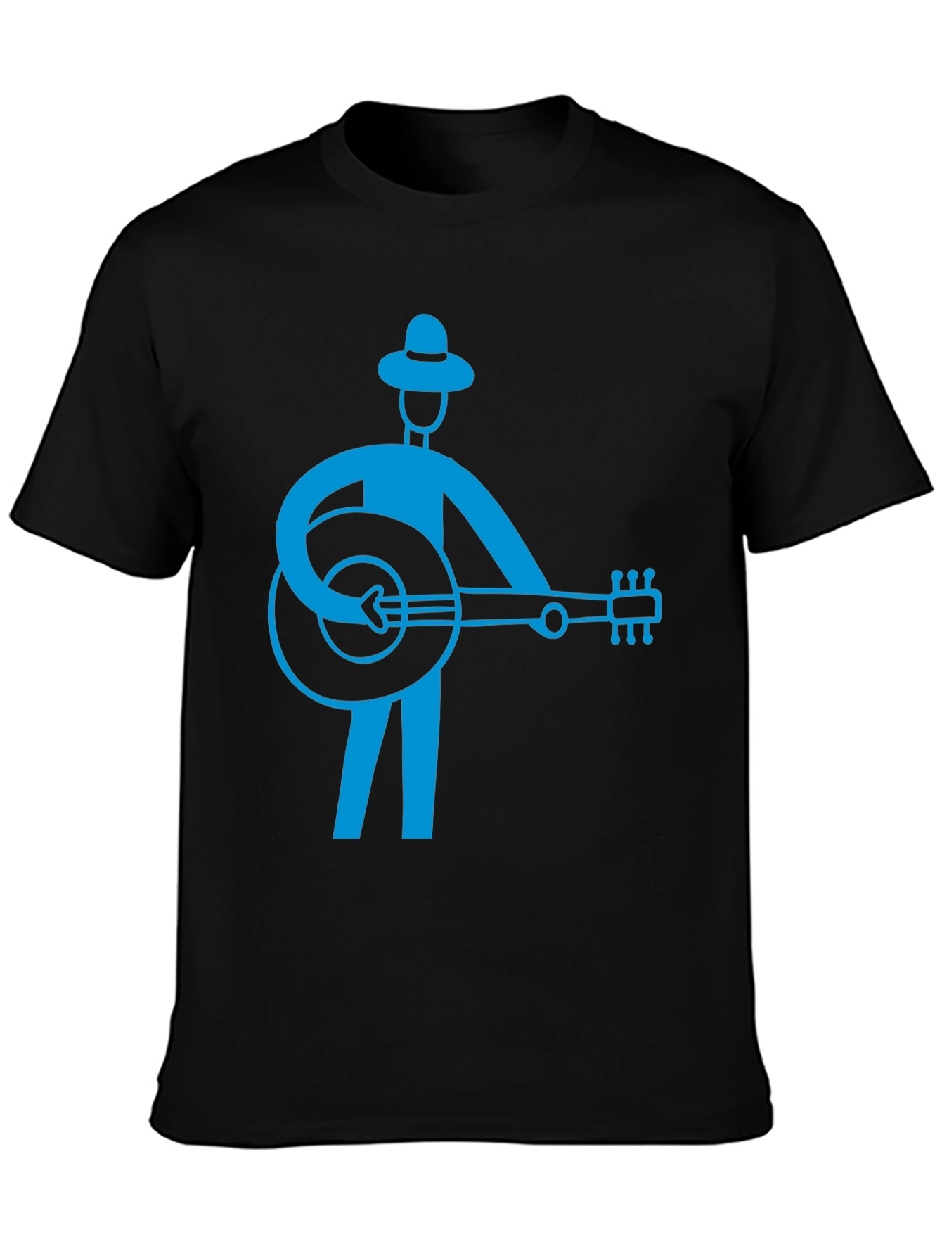 Banjo Player Graphic T-Shirt - Black