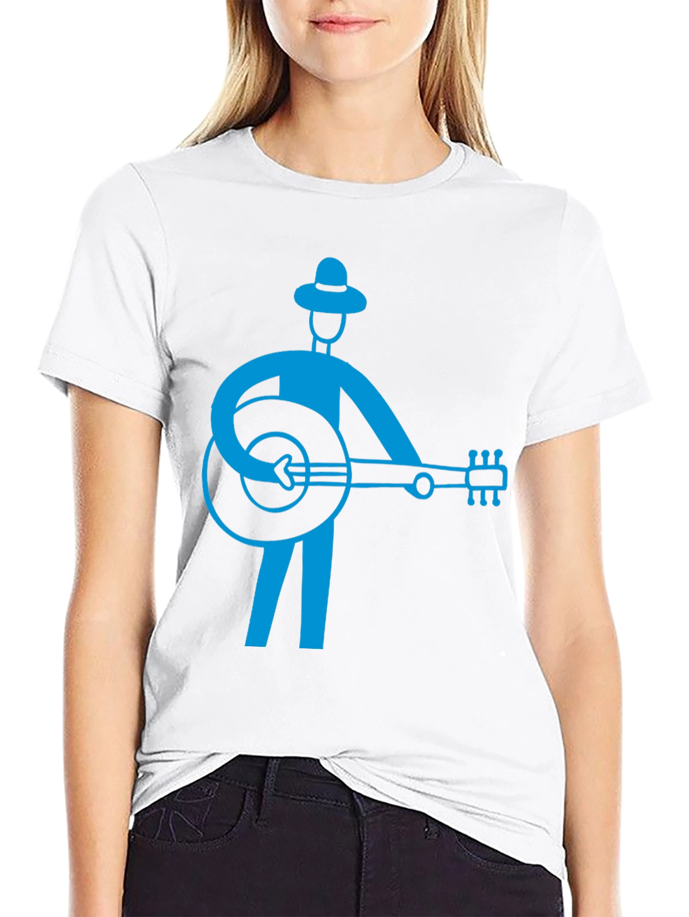 Banjo Player Graphic T-Shirt - Black