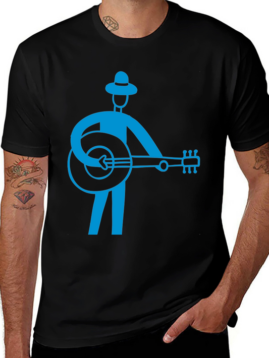Banjo Player Graphic T-Shirt - Black