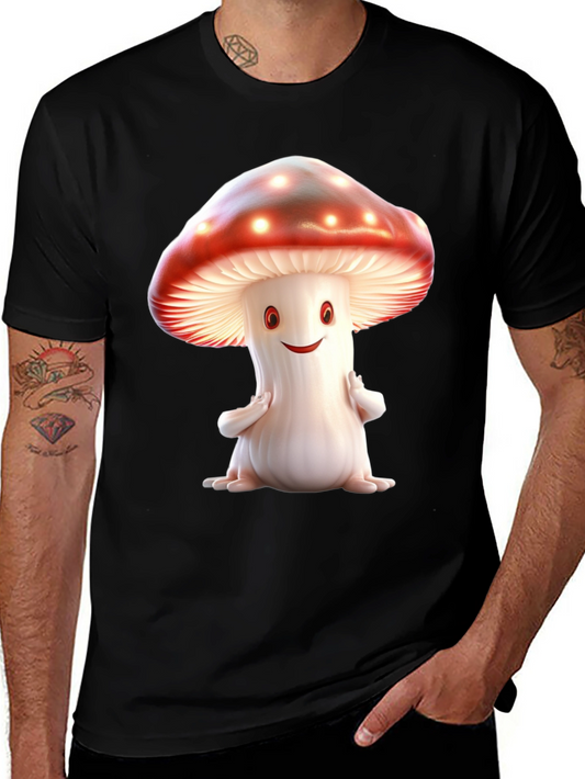 Mushroom Graphic Tee - Fun Black T-Shirt