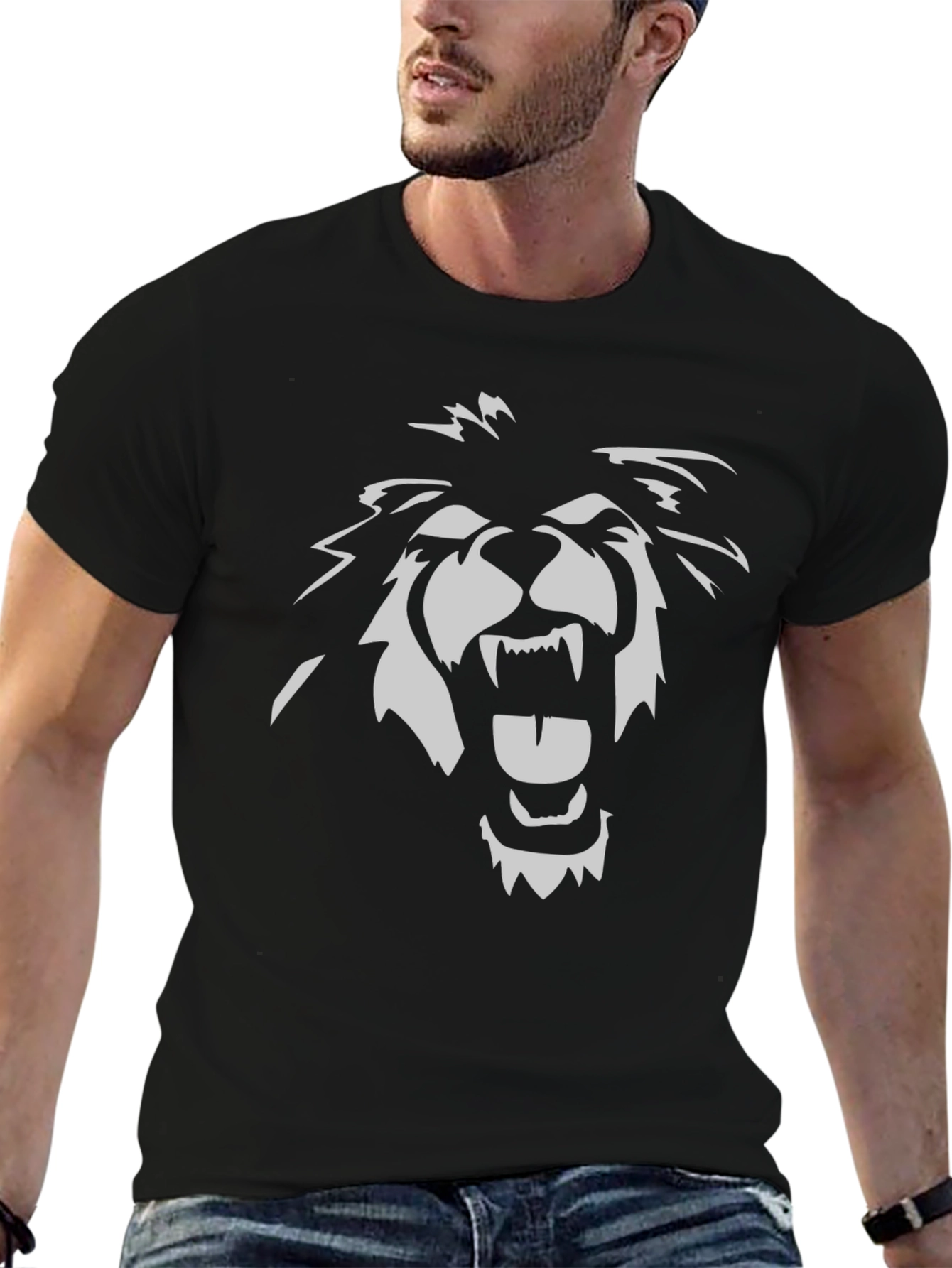 Roaring Lion Graphic Tee - Black Cotton T-Shirt