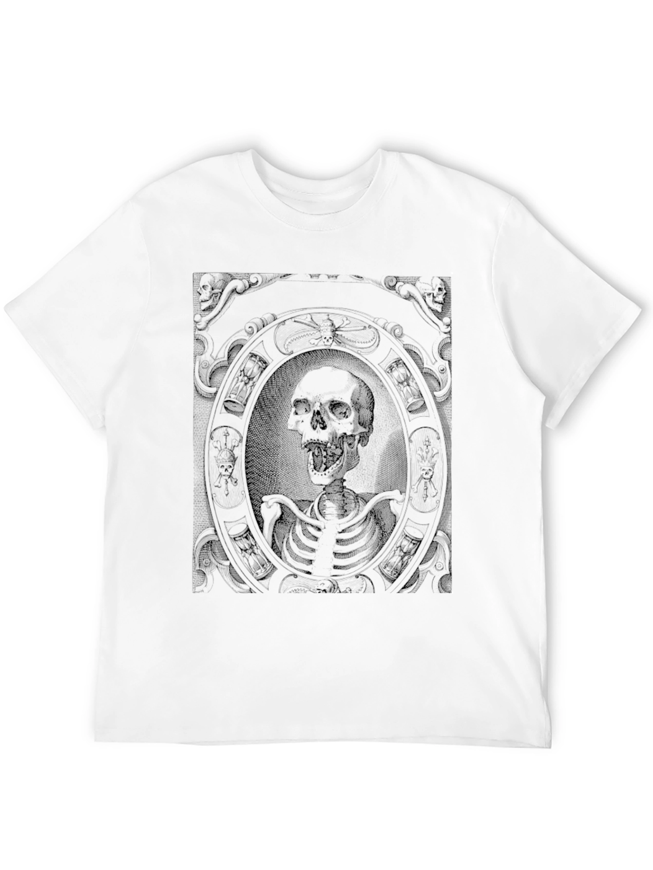 Skull and Skeleton Graphic Print Black T-Shirt