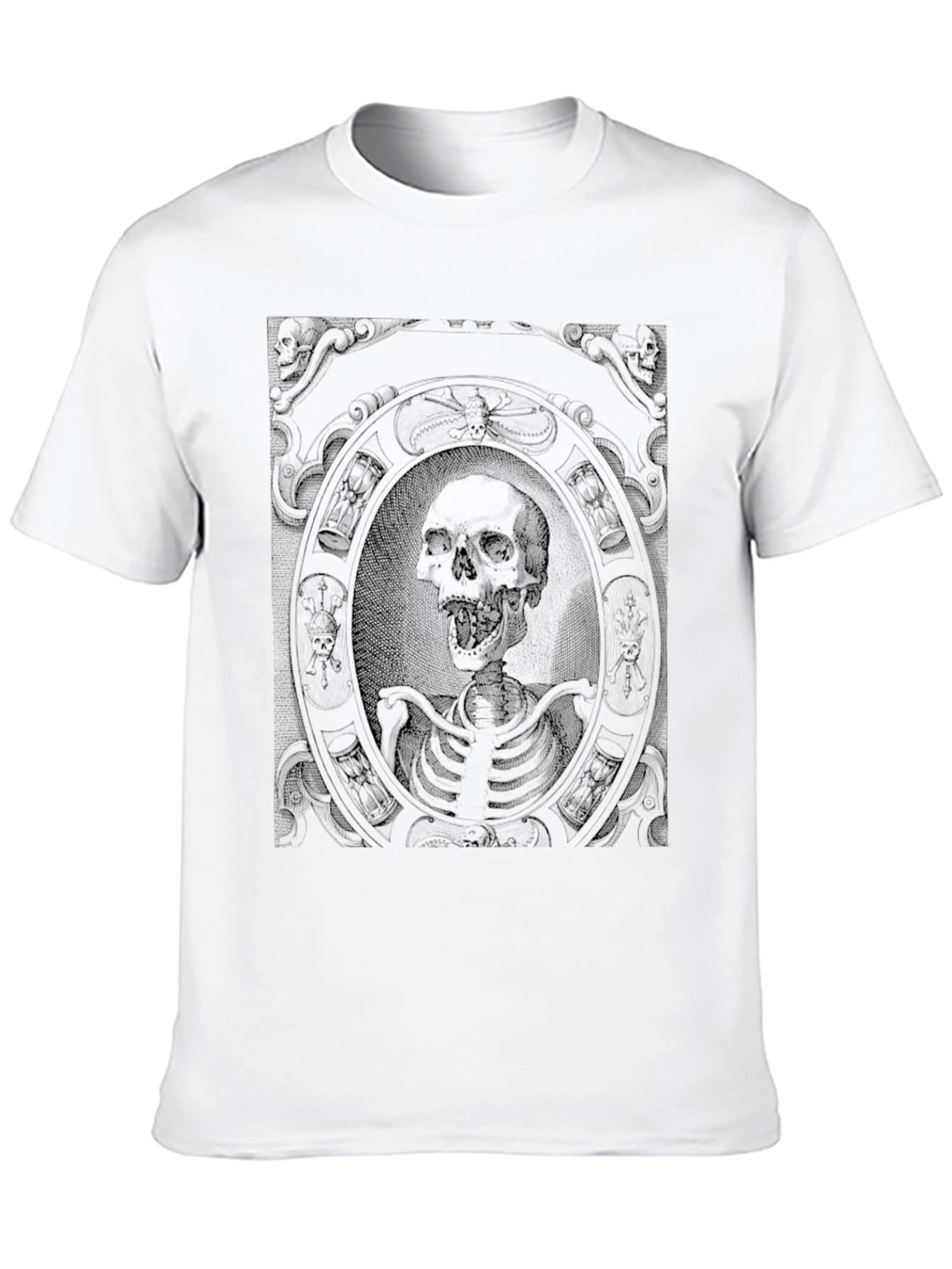 Skull and Skeleton Graphic Print Black T-Shirt