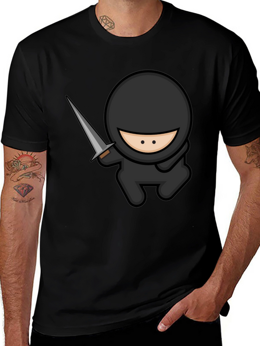 Ninja Cartoon Graphic Black T-Shirt