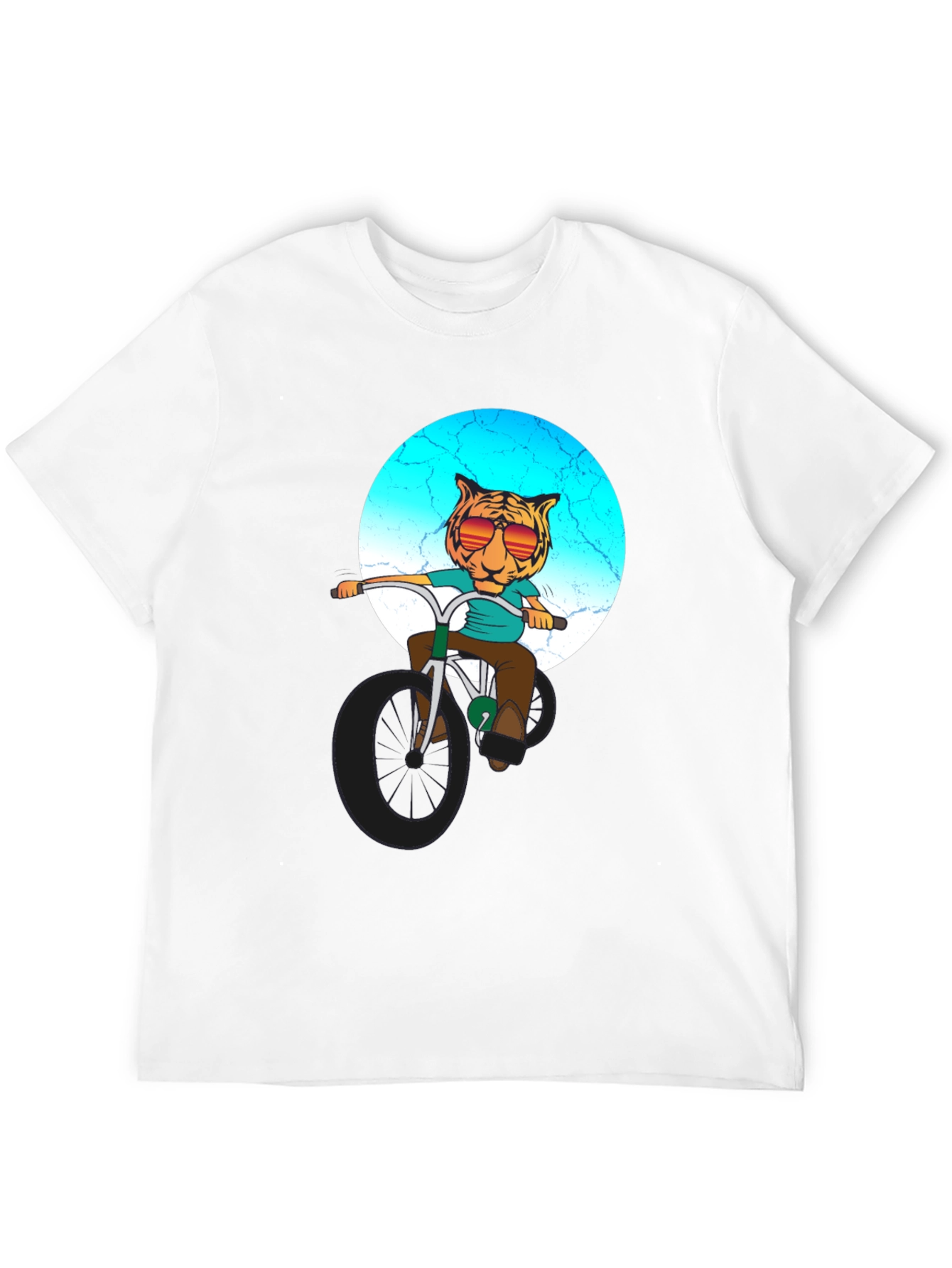 Cool Tiger Riding Bike Graphic T-Shirt