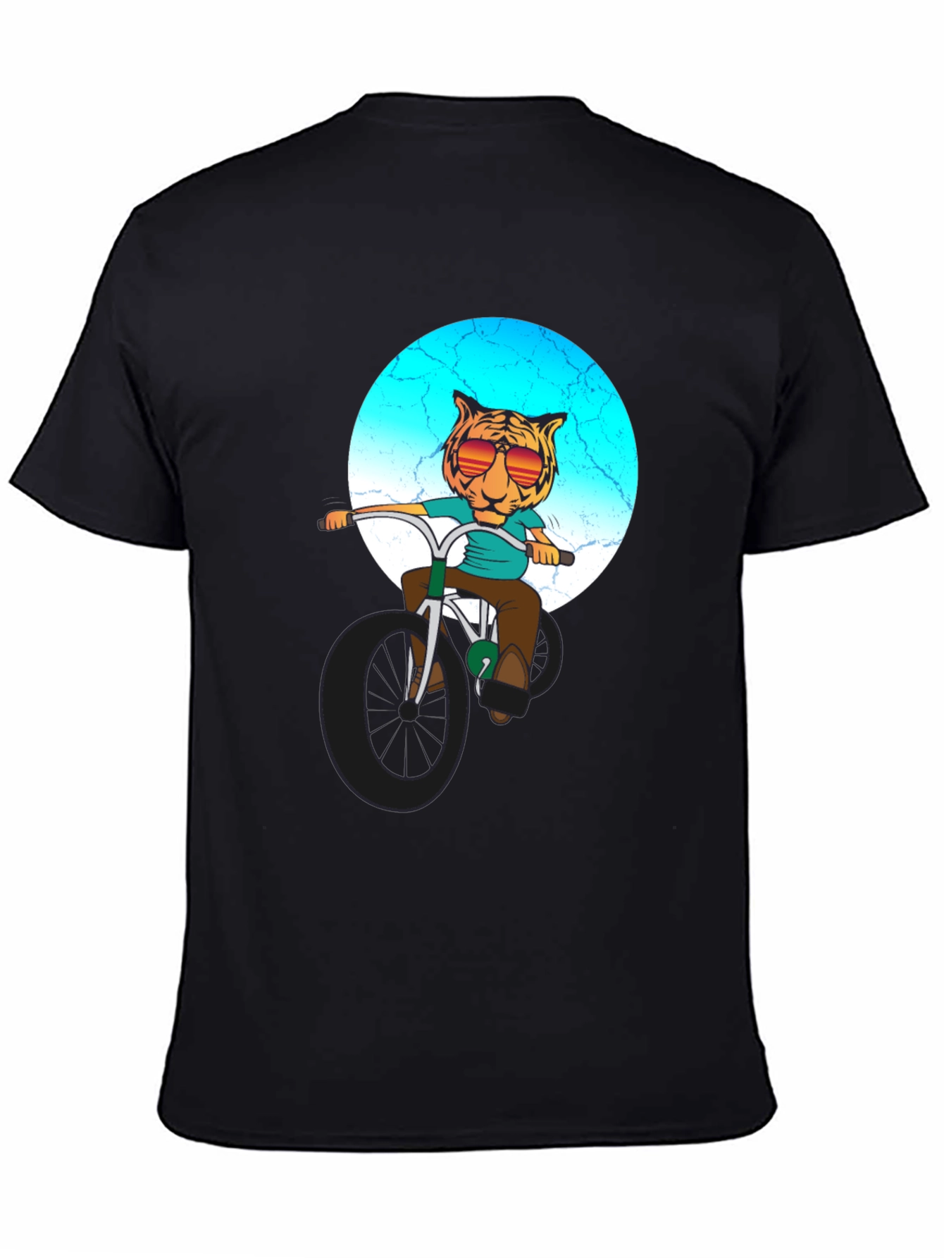 Cool Tiger Riding Bike Graphic T-Shirt