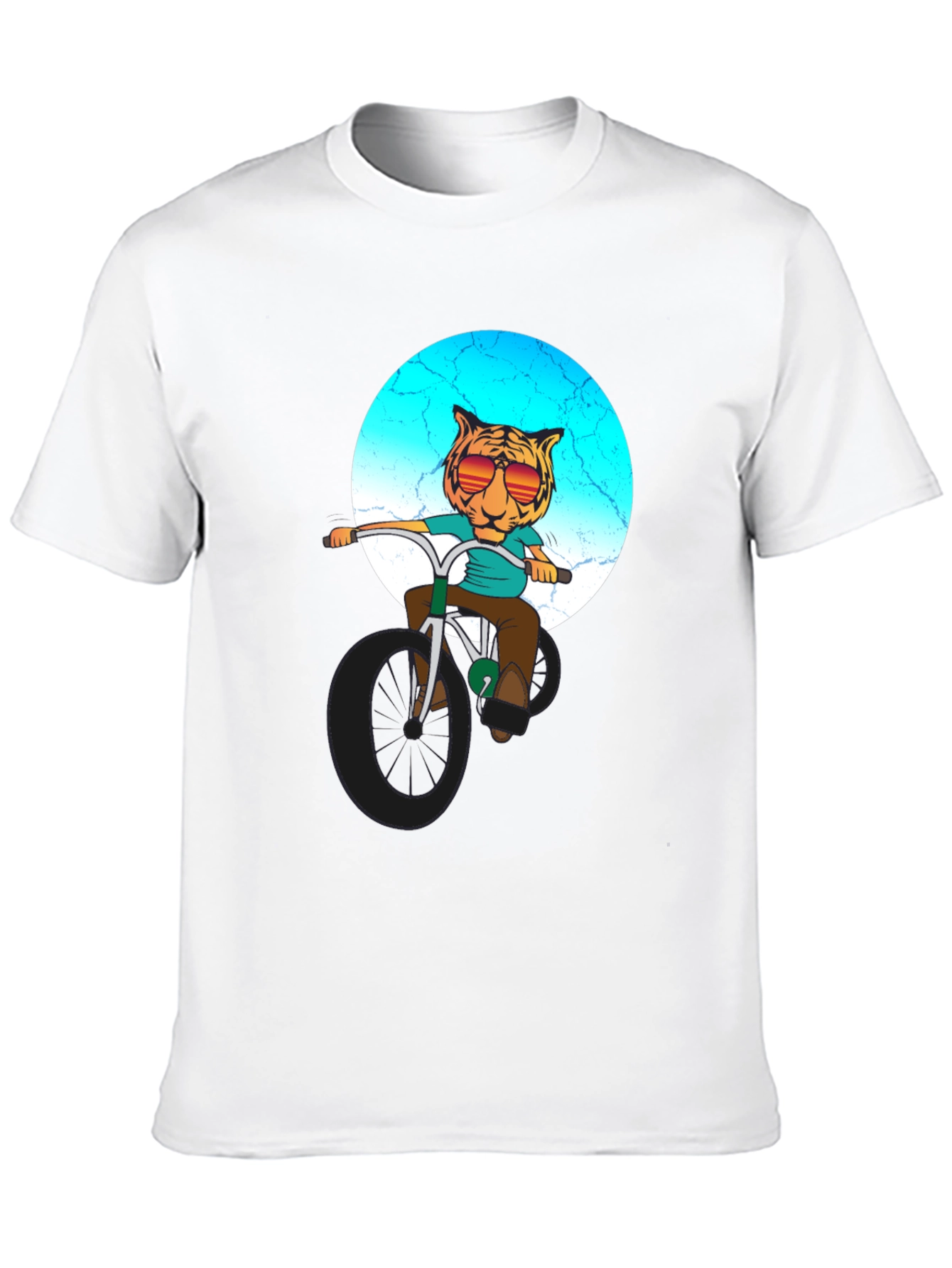 Cool Tiger Riding Bike Graphic T-Shirt