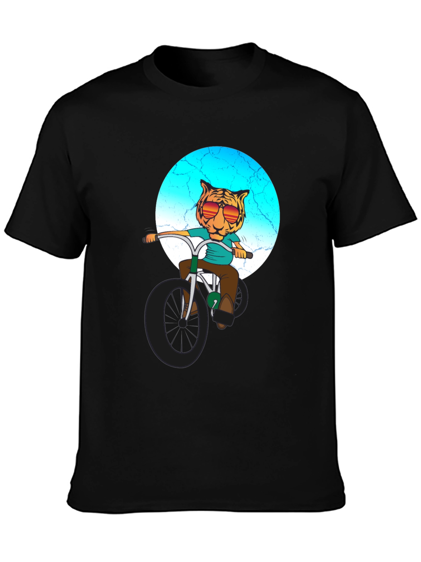 Cool Tiger Riding Bike Graphic T-Shirt
