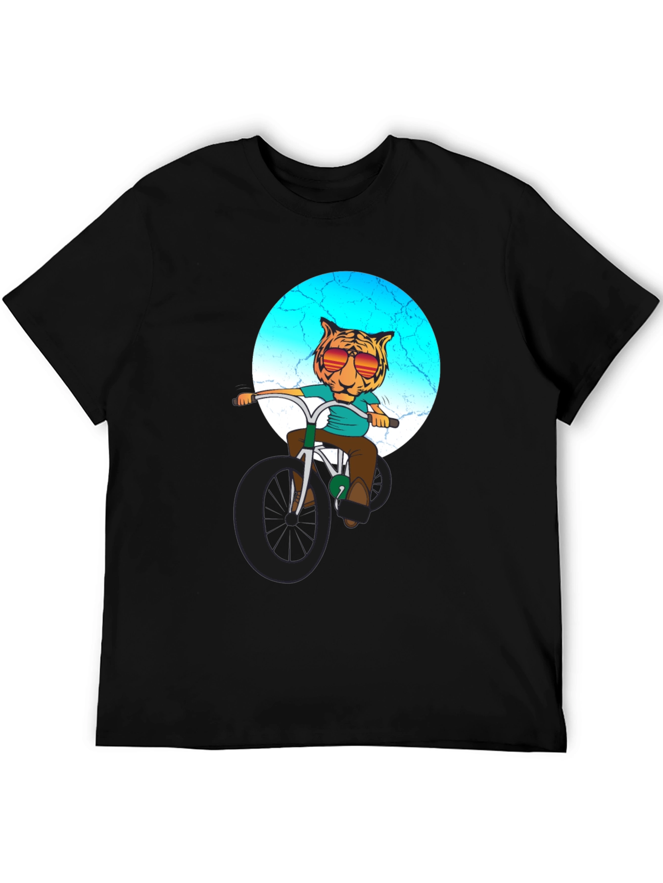 Cool Tiger Riding Bike Graphic T-Shirt