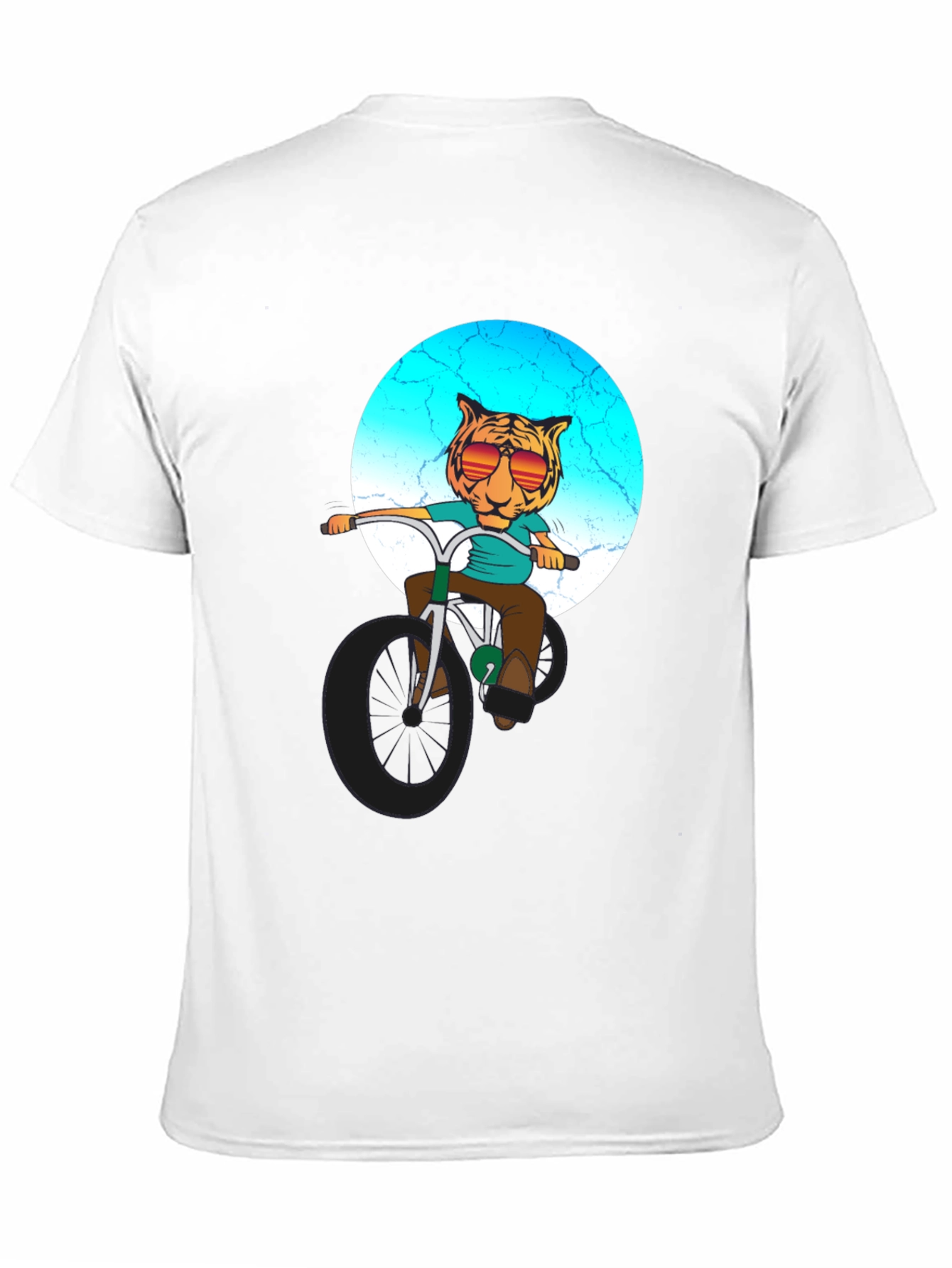 Cool Tiger Riding Bike Graphic T-Shirt