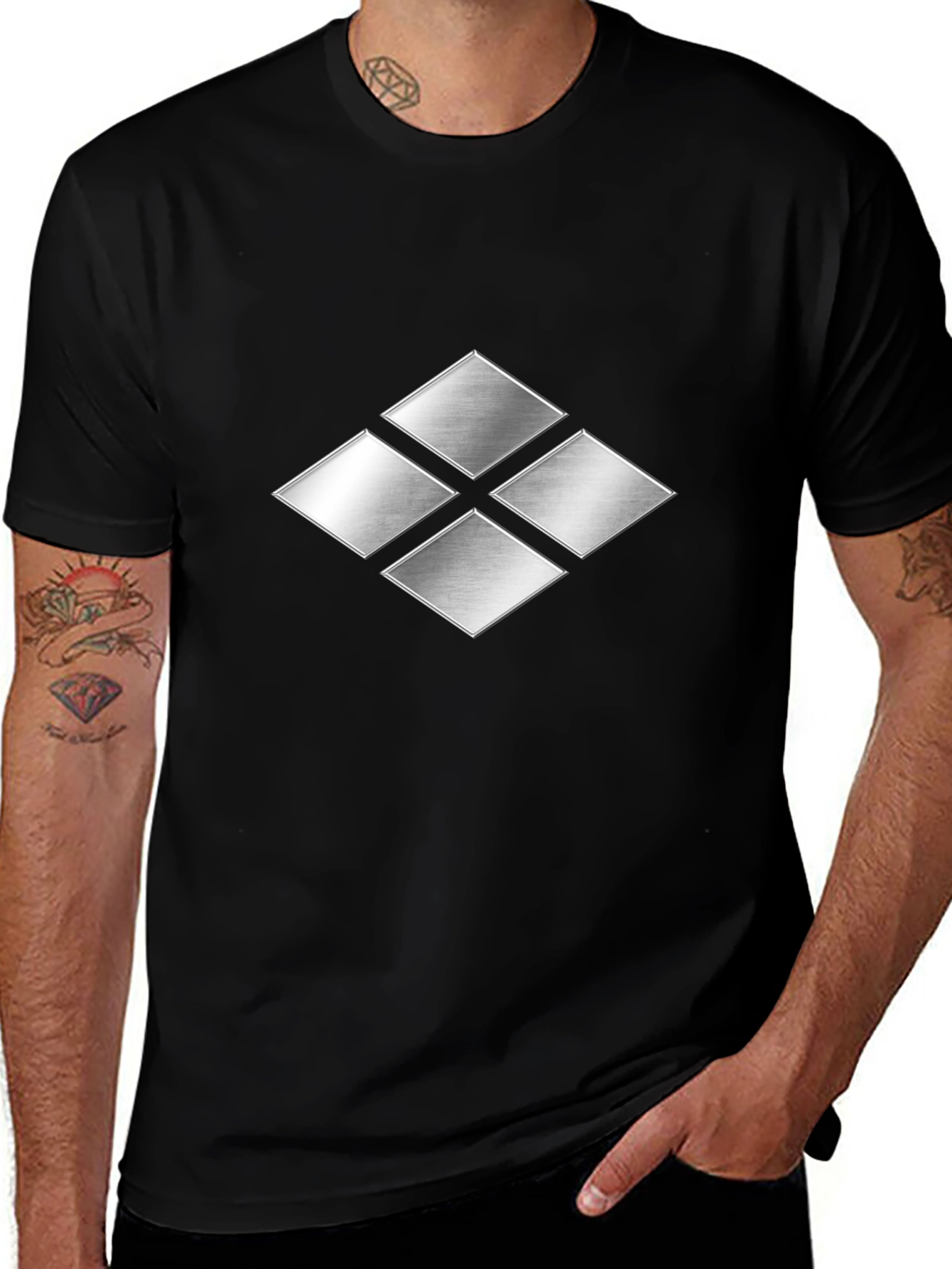 Samurai Clan Crest Graphic Tee - Black Cotton T-Shirt