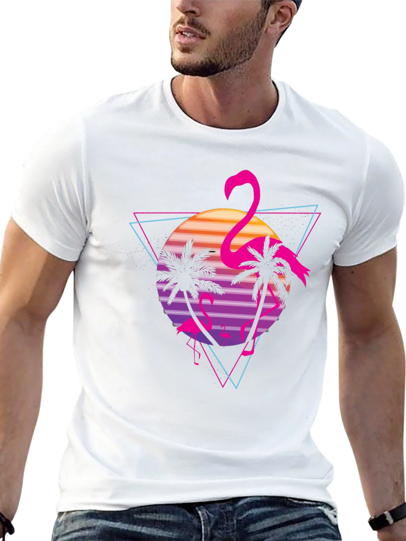 Retro Flamingo Graphic T-Shirt - Tropical Vibes