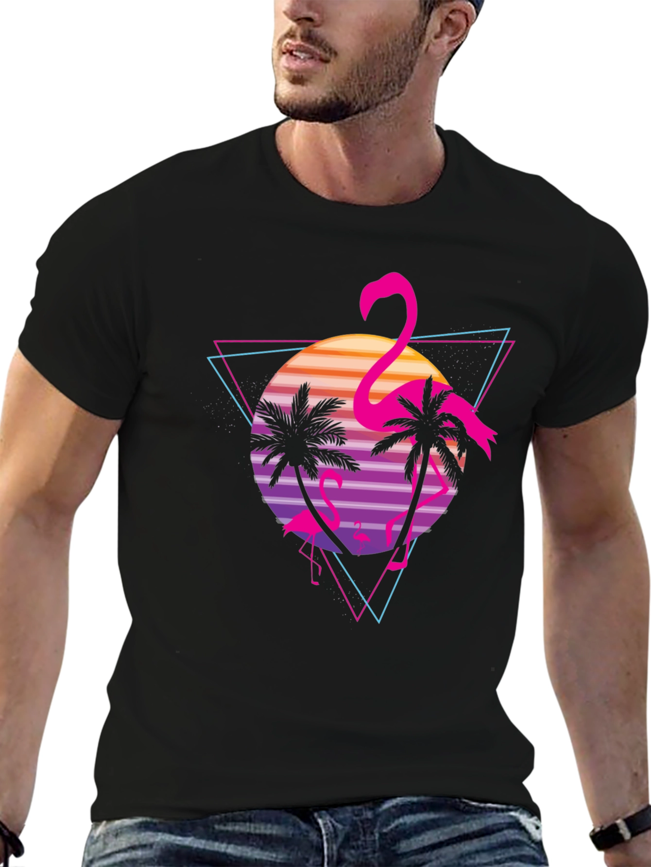 Retro Flamingo Graphic T-Shirt - Tropical Vibes