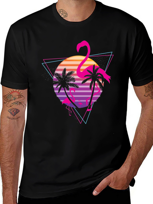 Retro Flamingo Graphic T-Shirt - Tropical Vibes