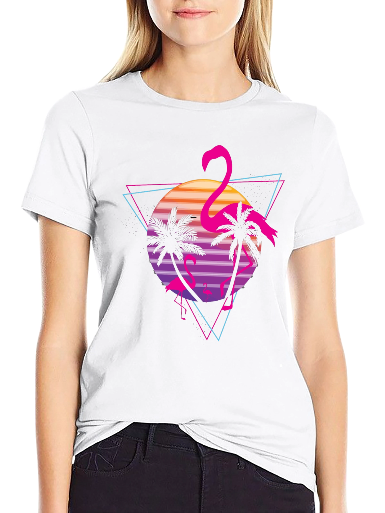 Retro Flamingo Graphic T-Shirt - Tropical Vibes