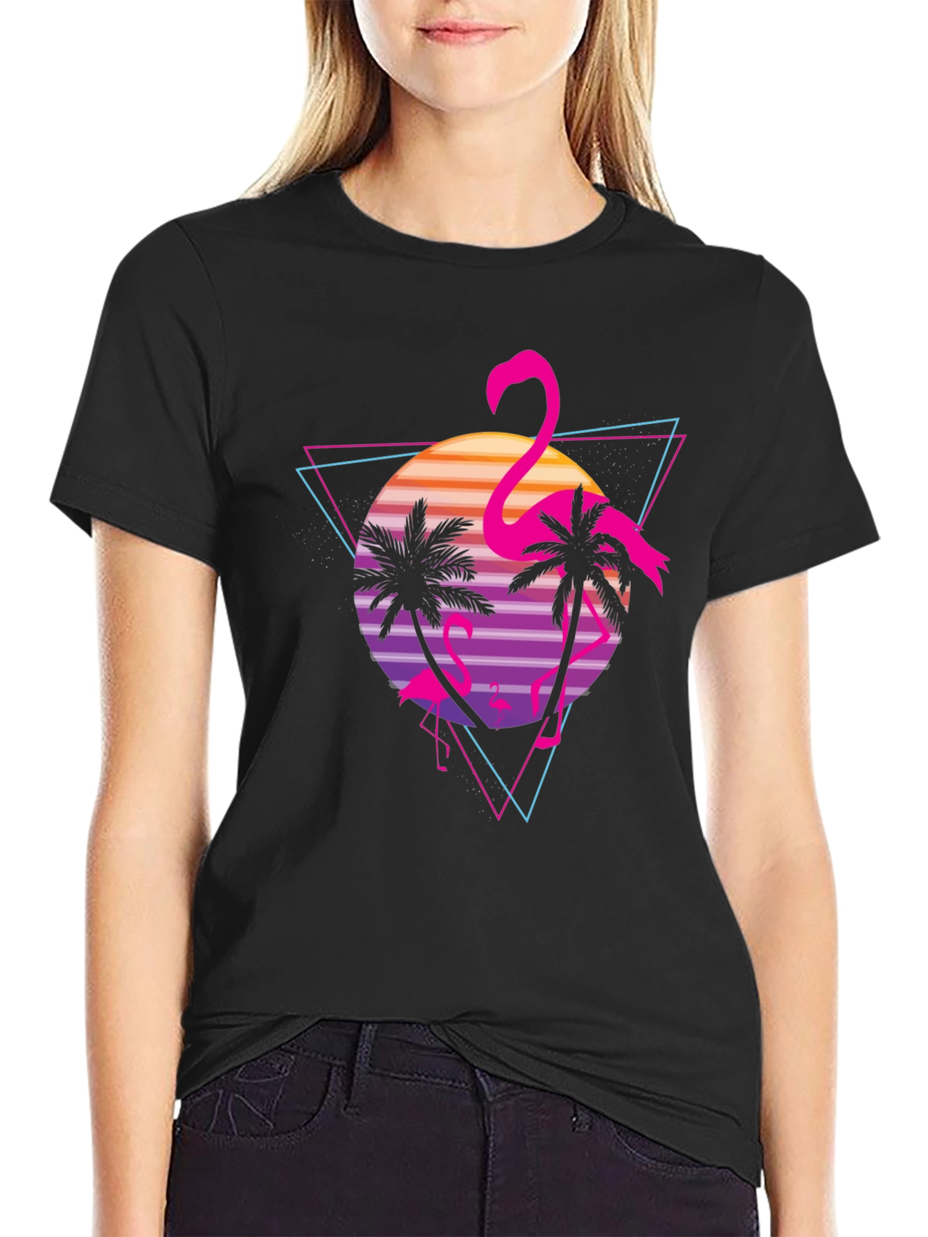 Retro Flamingo Graphic T-Shirt - Tropical Vibes