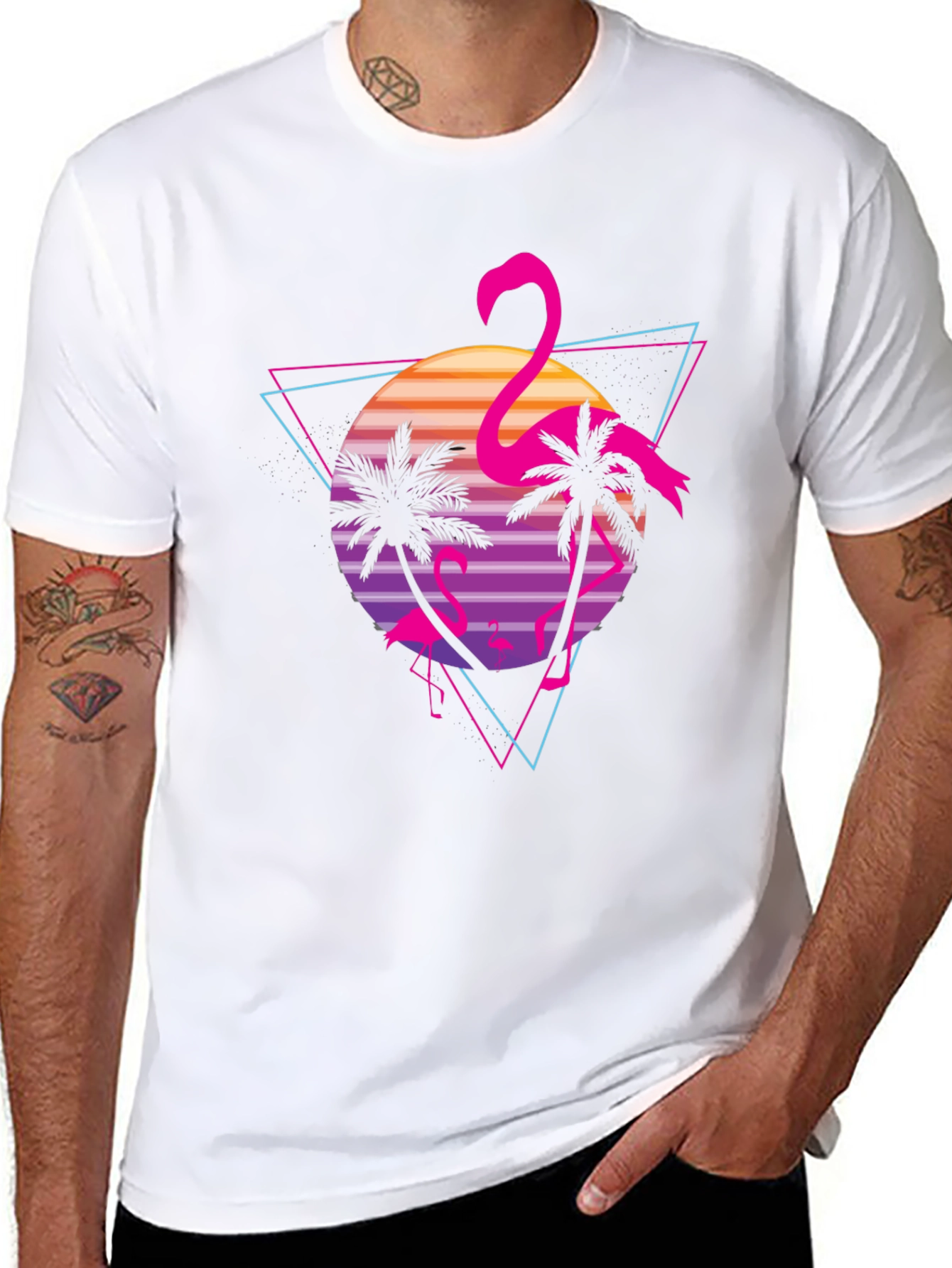 Retro Flamingo Graphic T-Shirt - Tropical Vibes