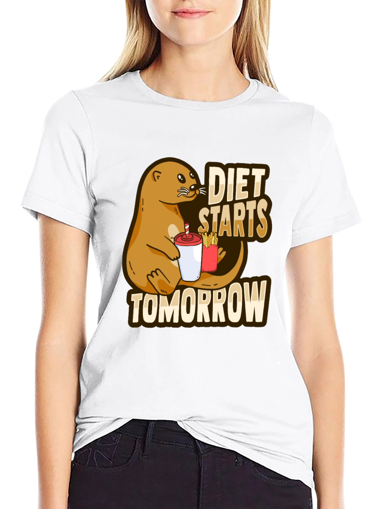 Diet Starts Tomorrow T-Shirt Funny Otter Graphic Tee