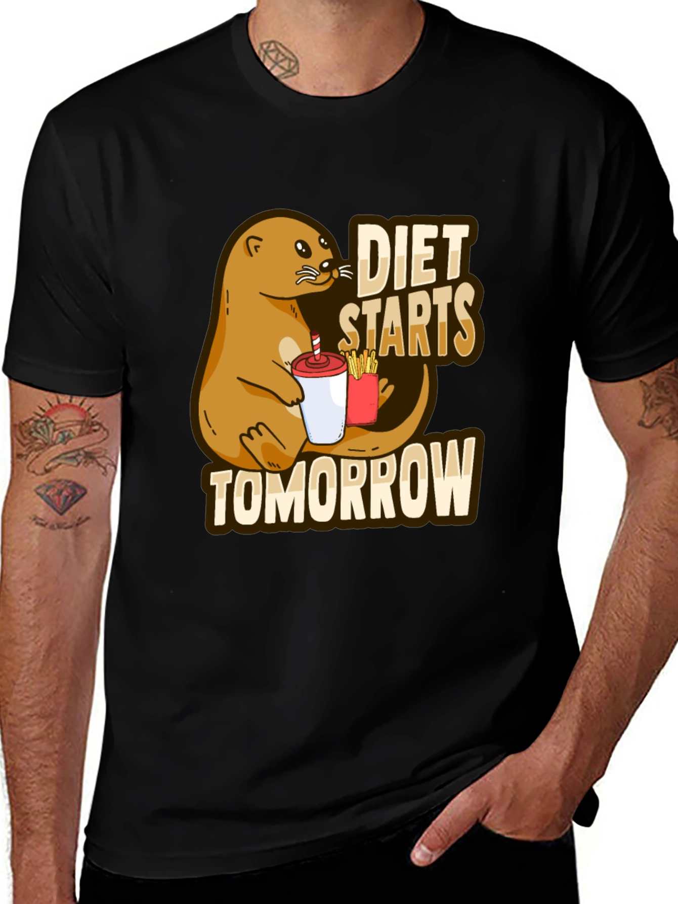 Diet Starts Tomorrow T-Shirt Funny Otter Graphic Tee