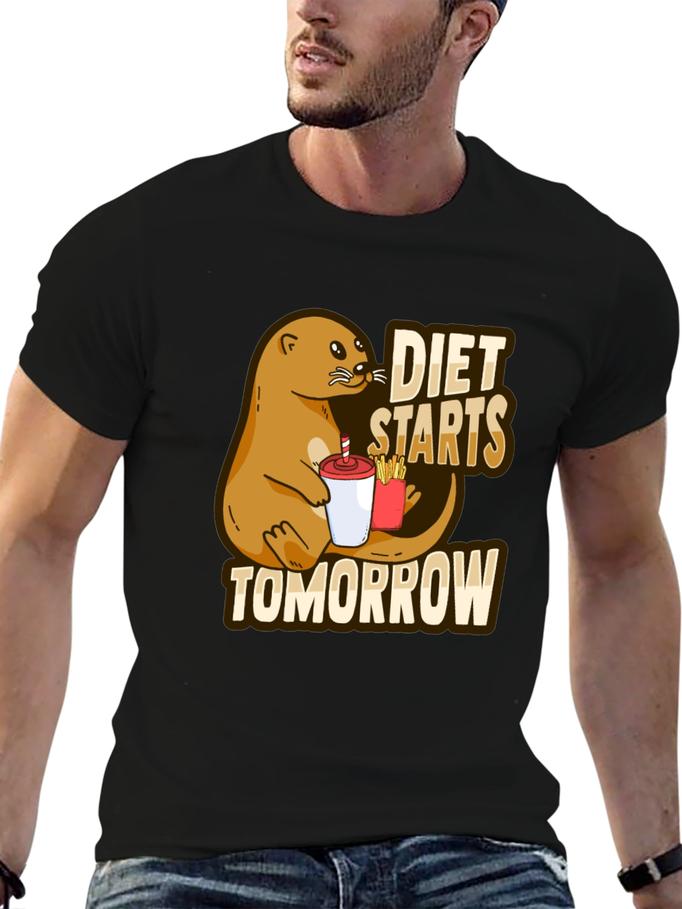 Diet Starts Tomorrow T-Shirt Funny Otter Graphic Tee
