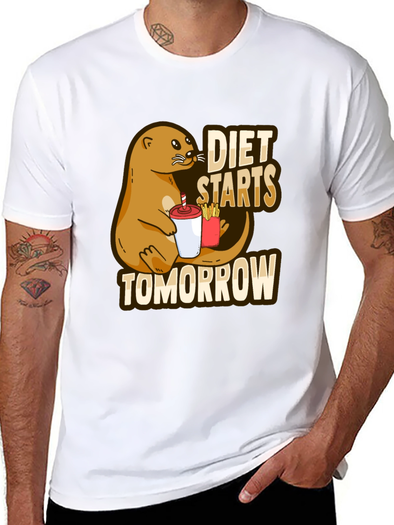Diet Starts Tomorrow T-Shirt Funny Otter Graphic Tee