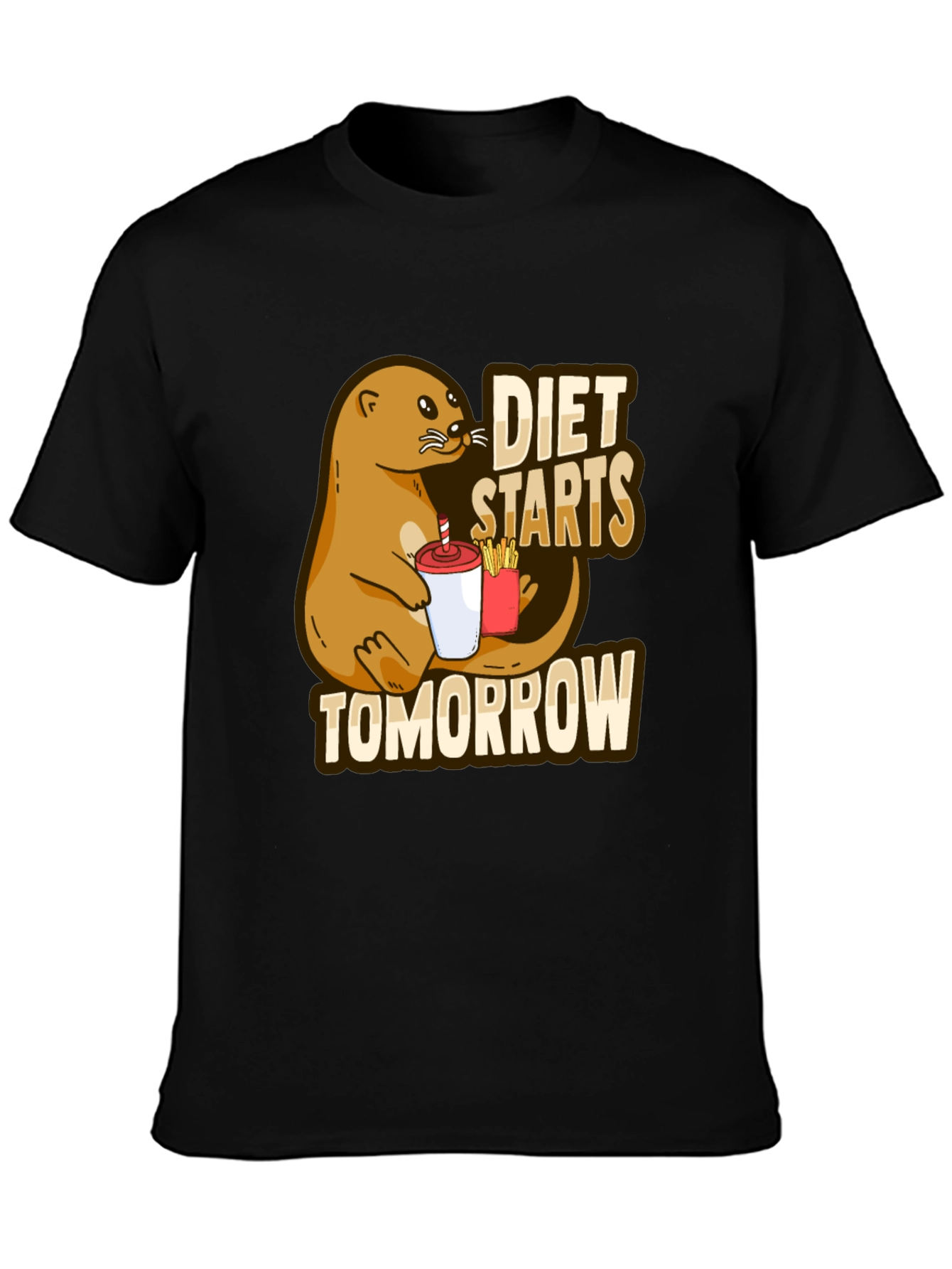 Diet Starts Tomorrow T-Shirt Funny Otter Graphic Tee