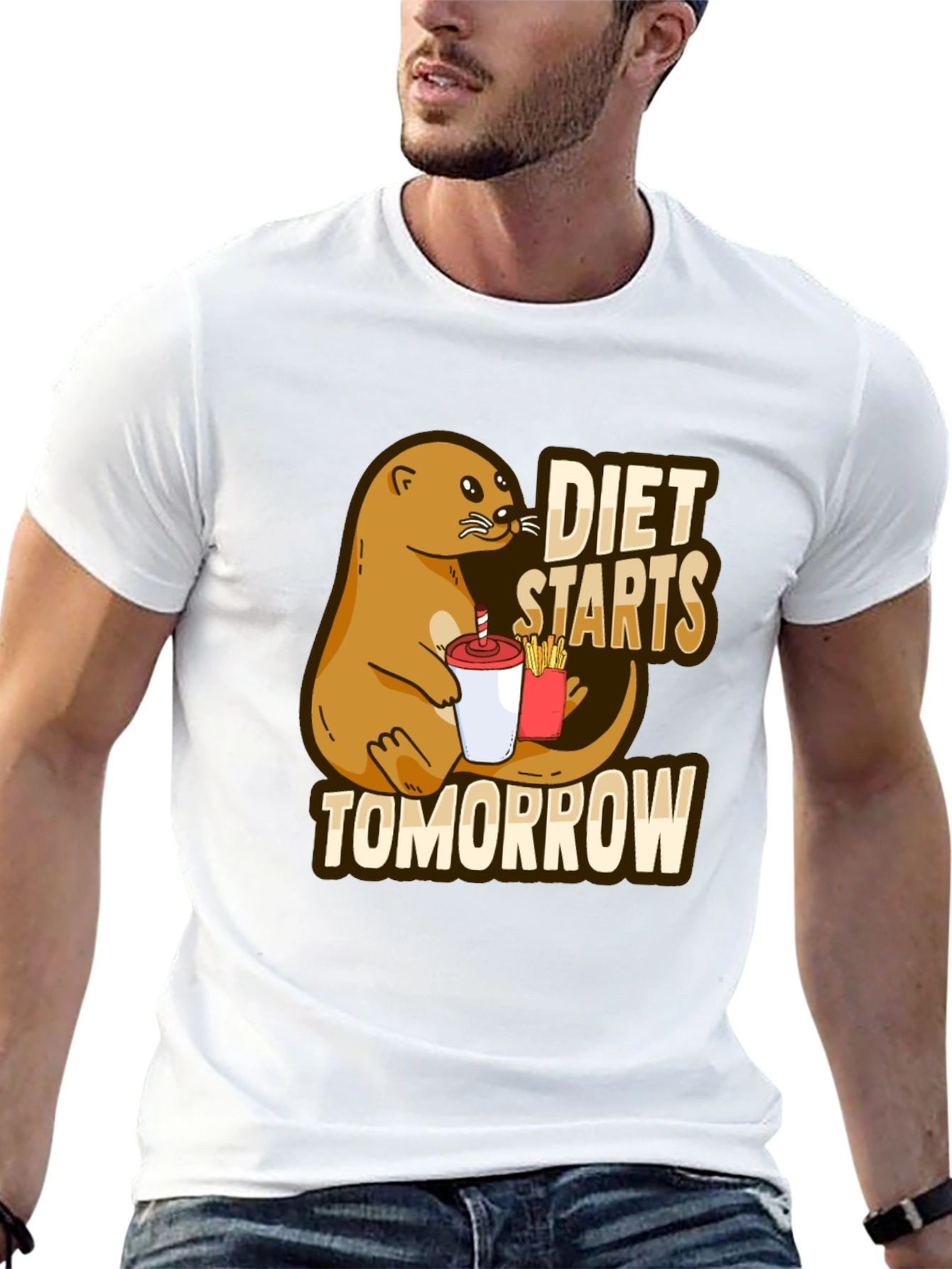 Diet Starts Tomorrow T-Shirt Funny Otter Graphic Tee