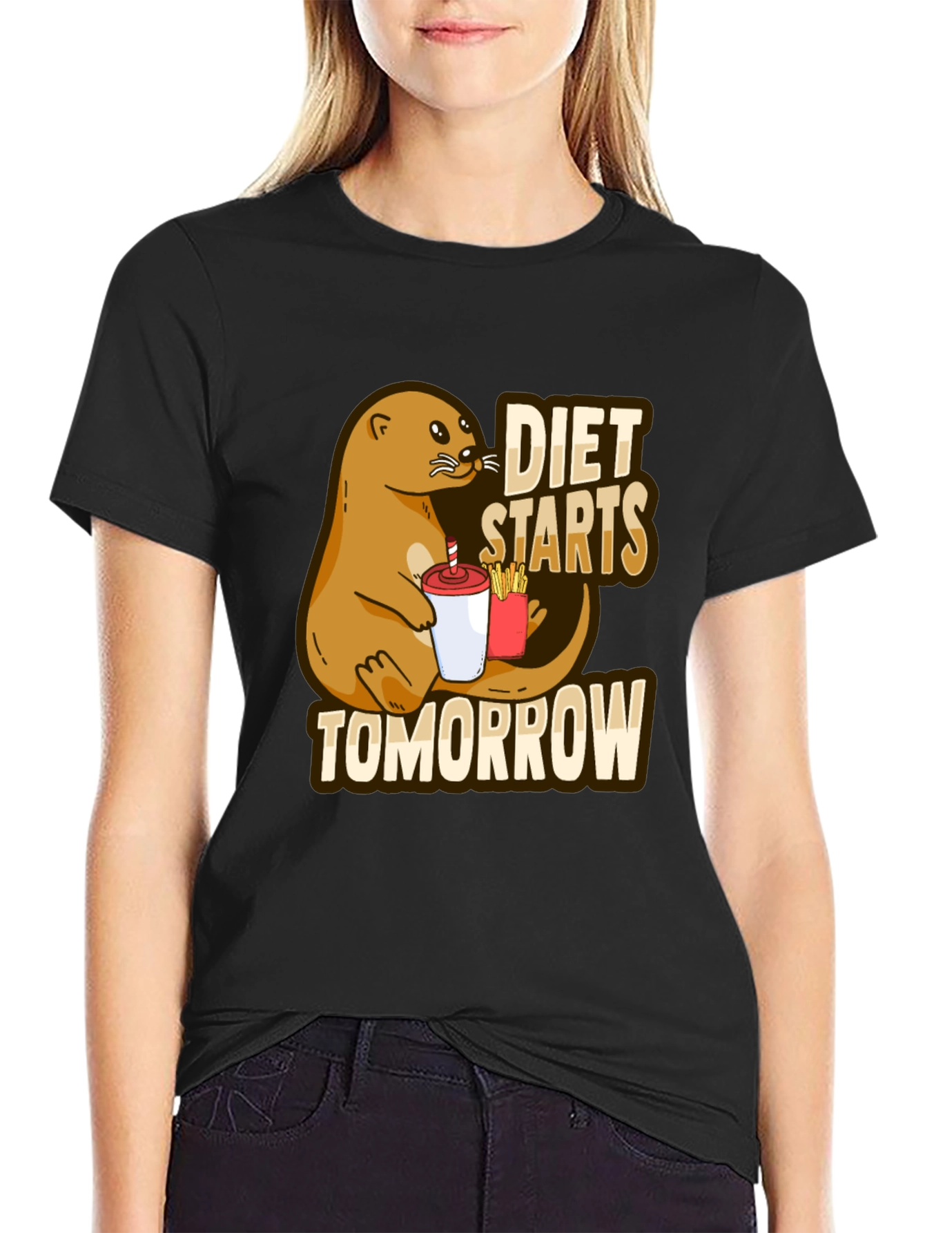Diet Starts Tomorrow T-Shirt Funny Otter Graphic Tee