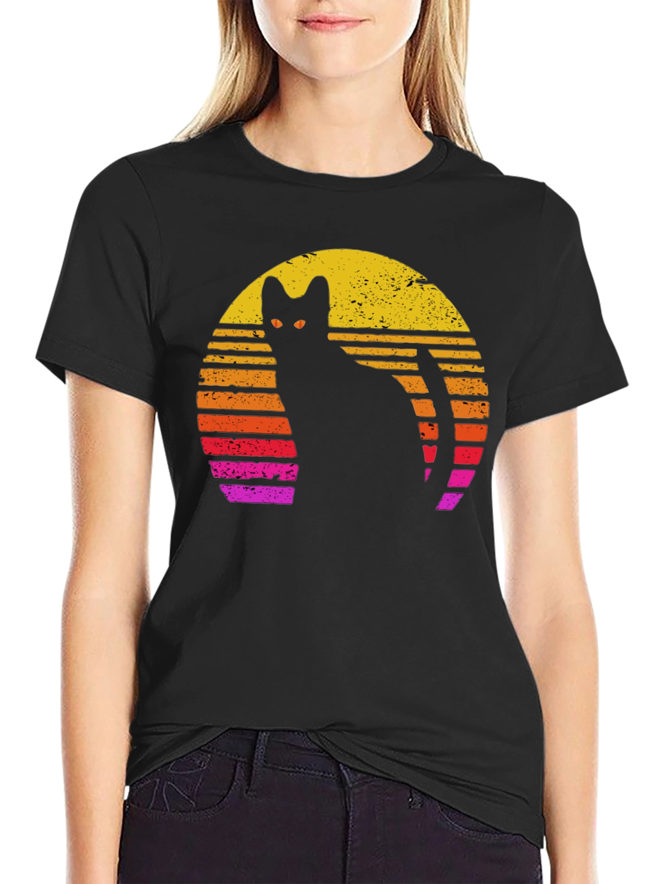 Retro Cat Silhouette T-Shirt