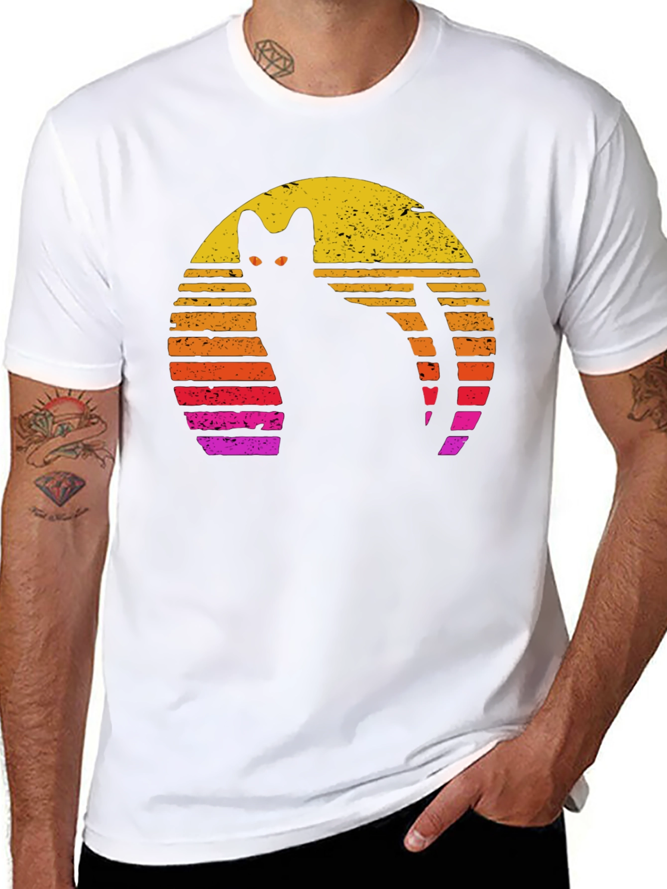 Retro Cat Silhouette T-Shirt