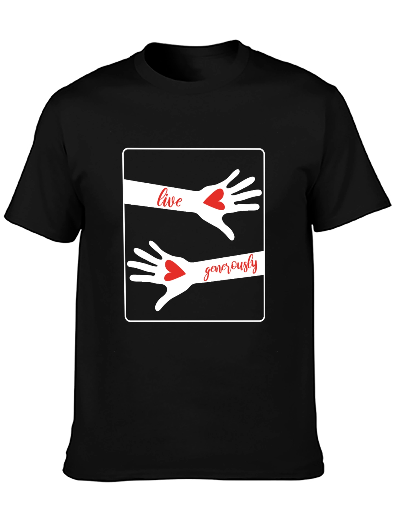 Live Generously T-Shirt: Heart Hands Graphic Tee