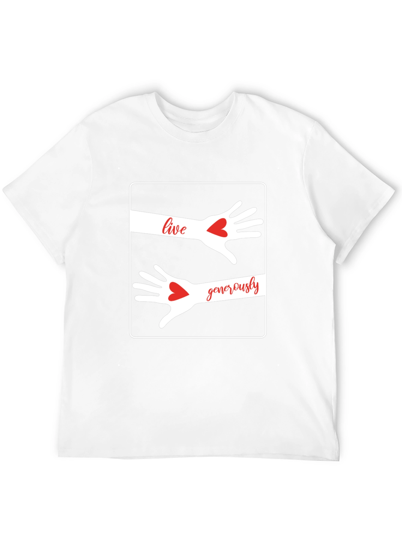 Live Generously T-Shirt: Heart Hands Graphic Tee