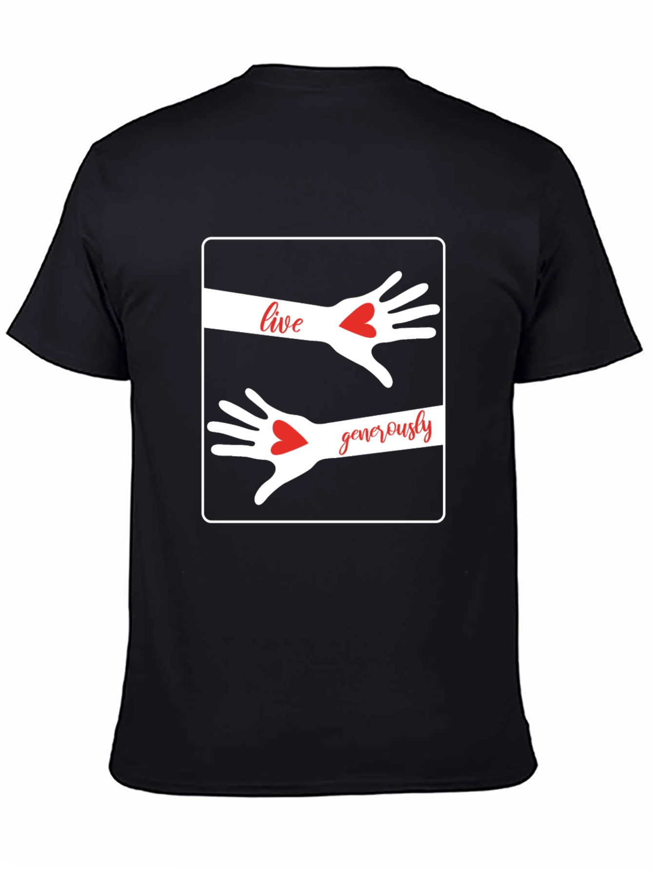 Live Generously T-Shirt: Heart Hands Graphic Tee
