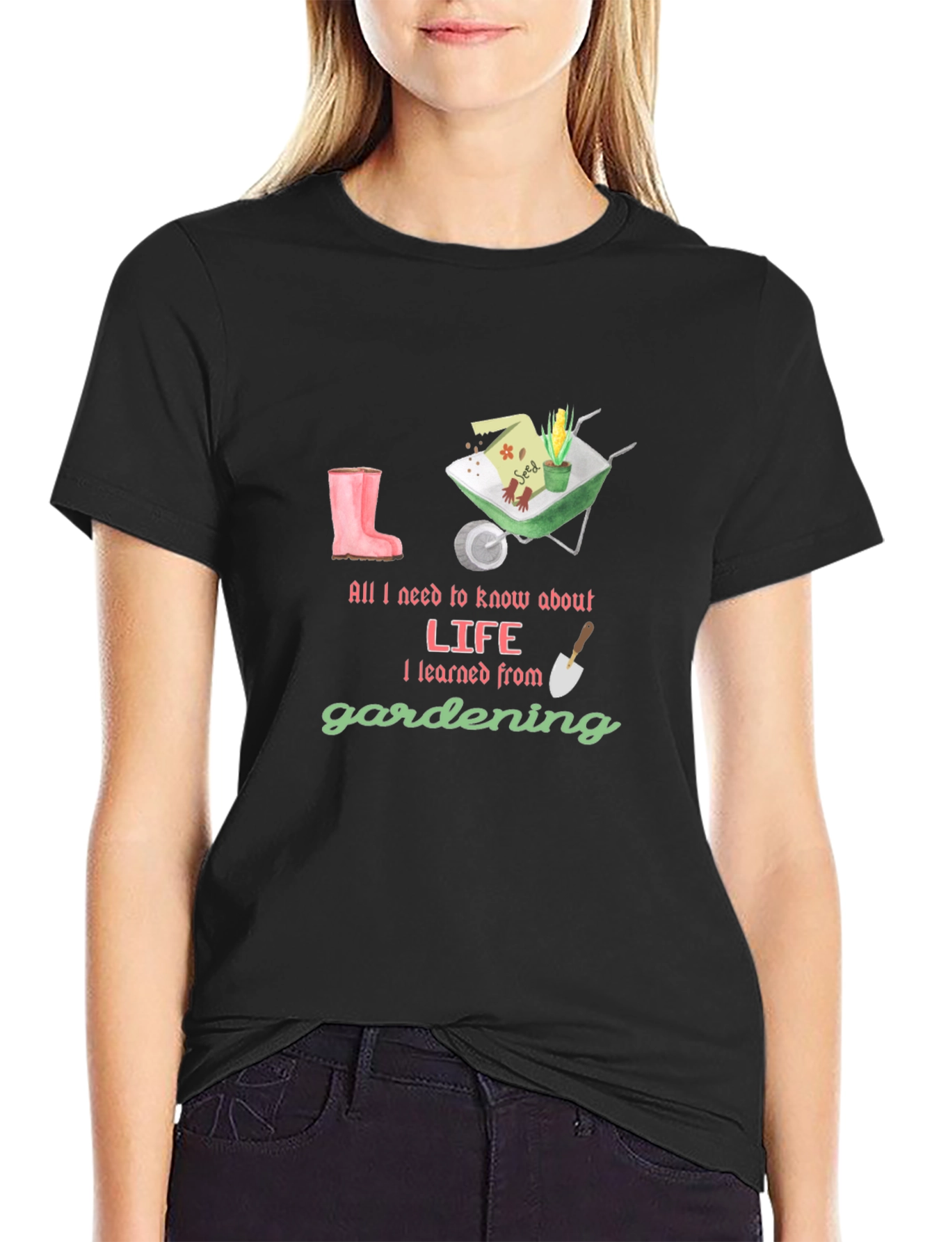 Gardening Life T-Shirt - Black Cotton Tee