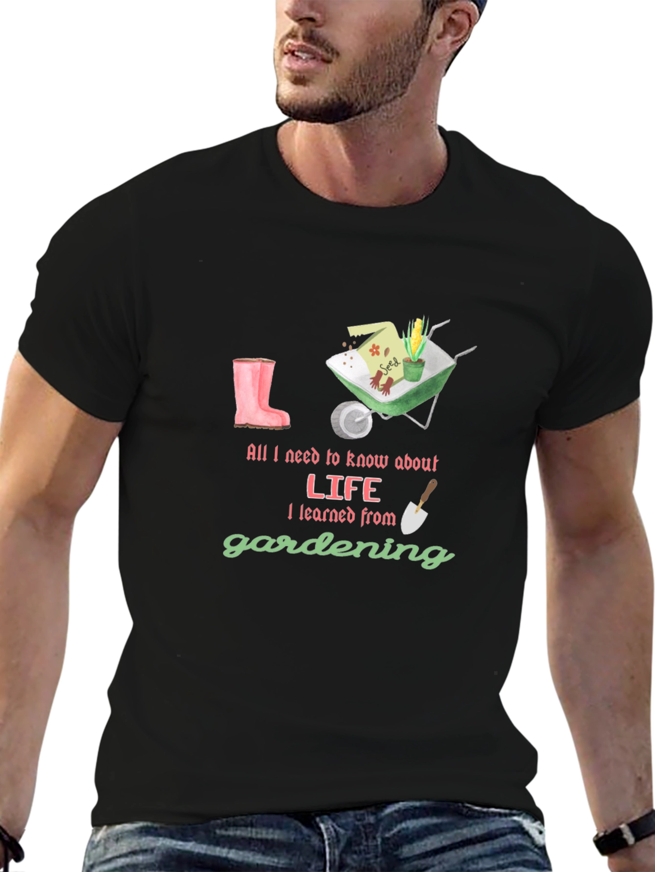 Gardening Life T-Shirt - Black Cotton Tee