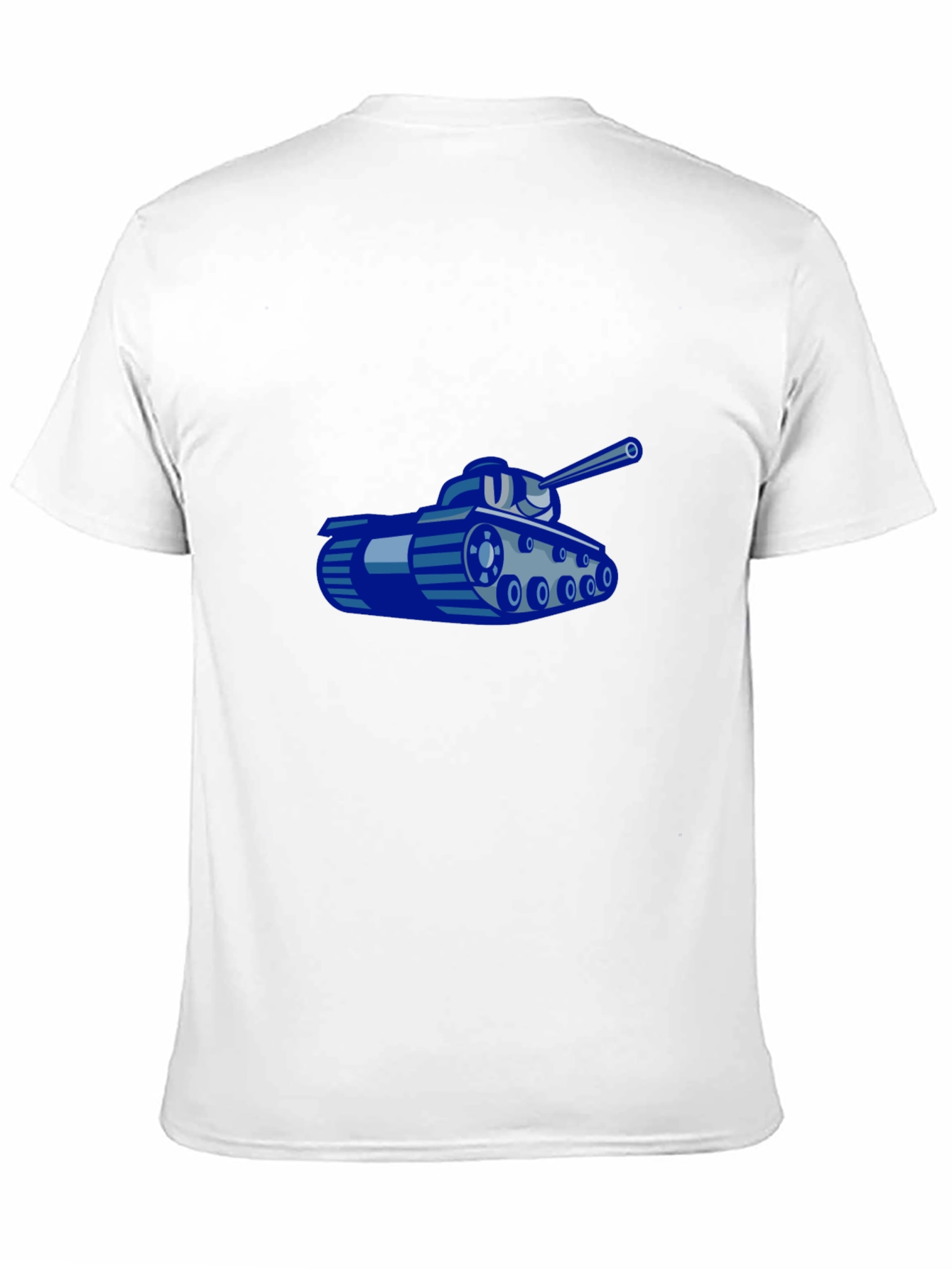 Blue Cartoon Tank Graphic Black T-Shirt