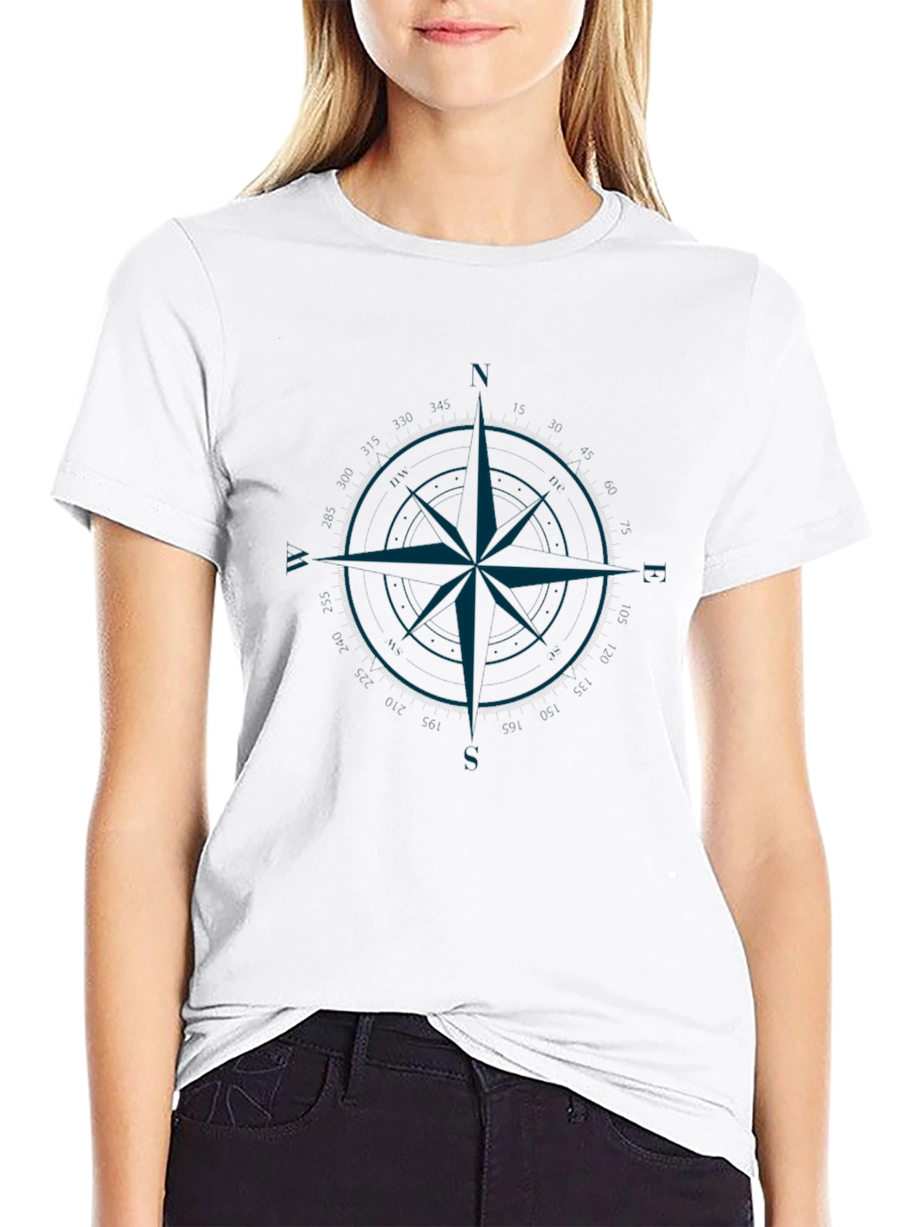 Compass Rose Graphic Tee - Black Cotton T-Shirt