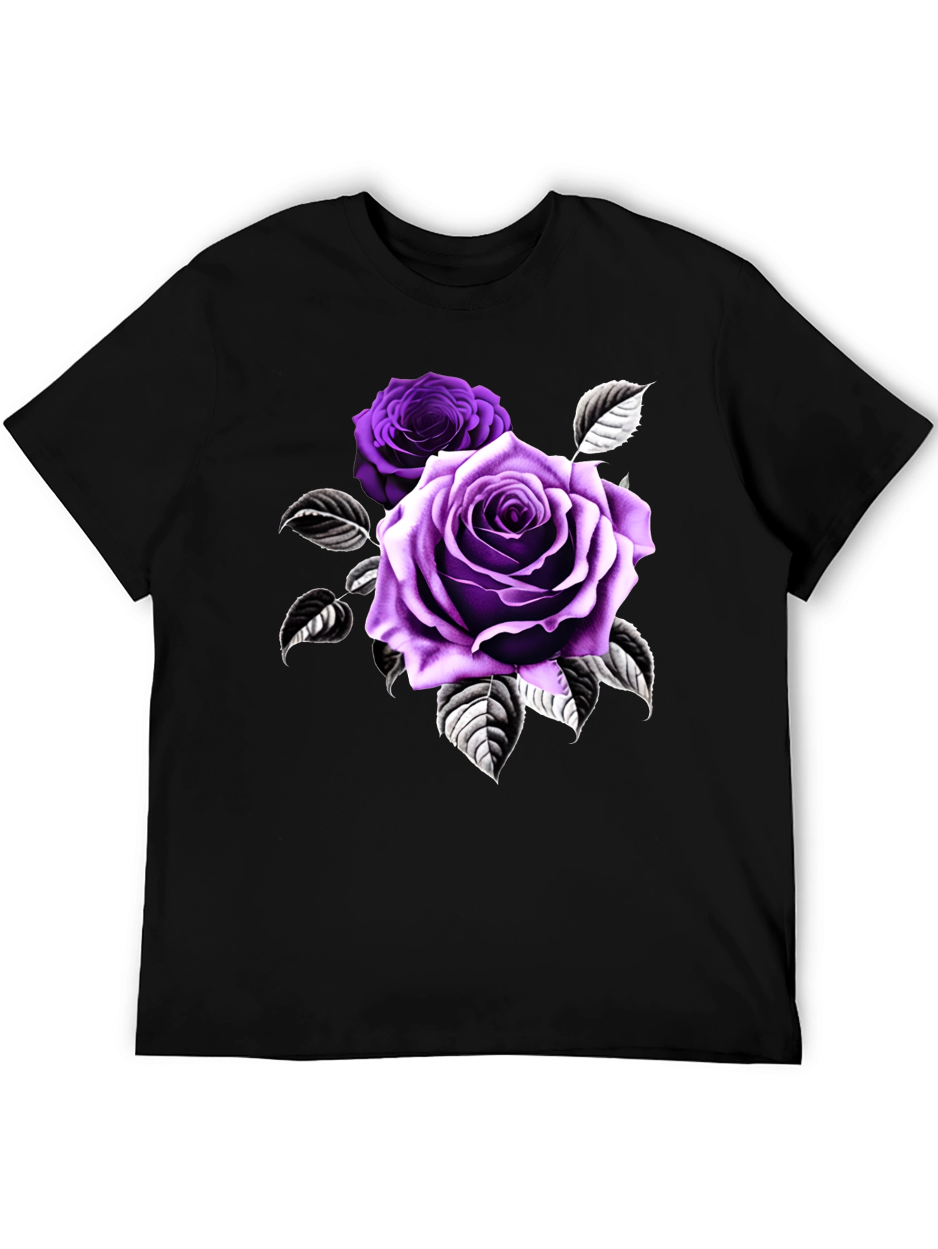 Rose Graphic T-Shirt - Black Cotton Blend