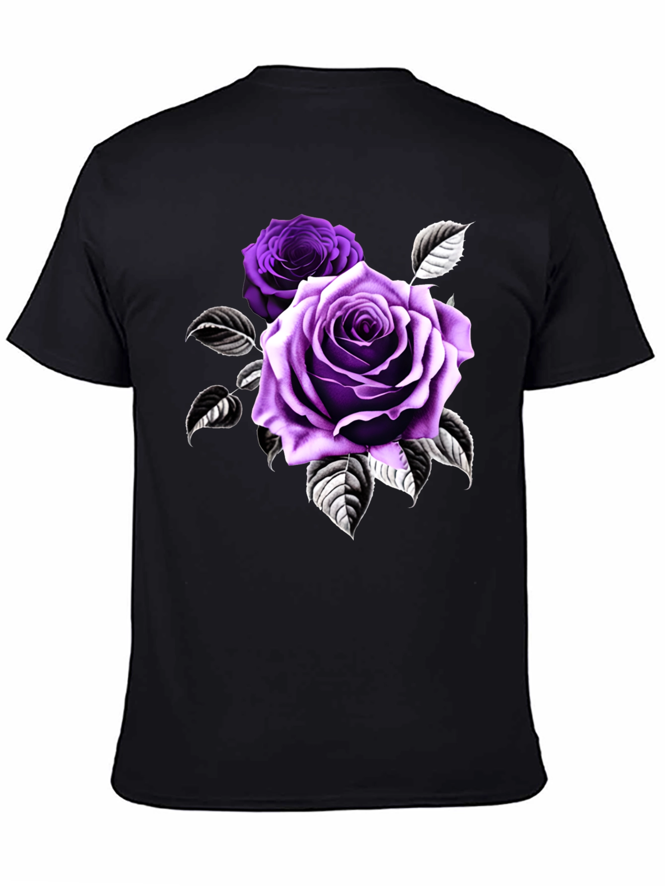 Rose Graphic T-Shirt - Black Cotton Blend