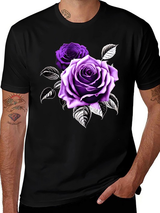 Rose Graphic T-Shirt - Black Cotton Blend