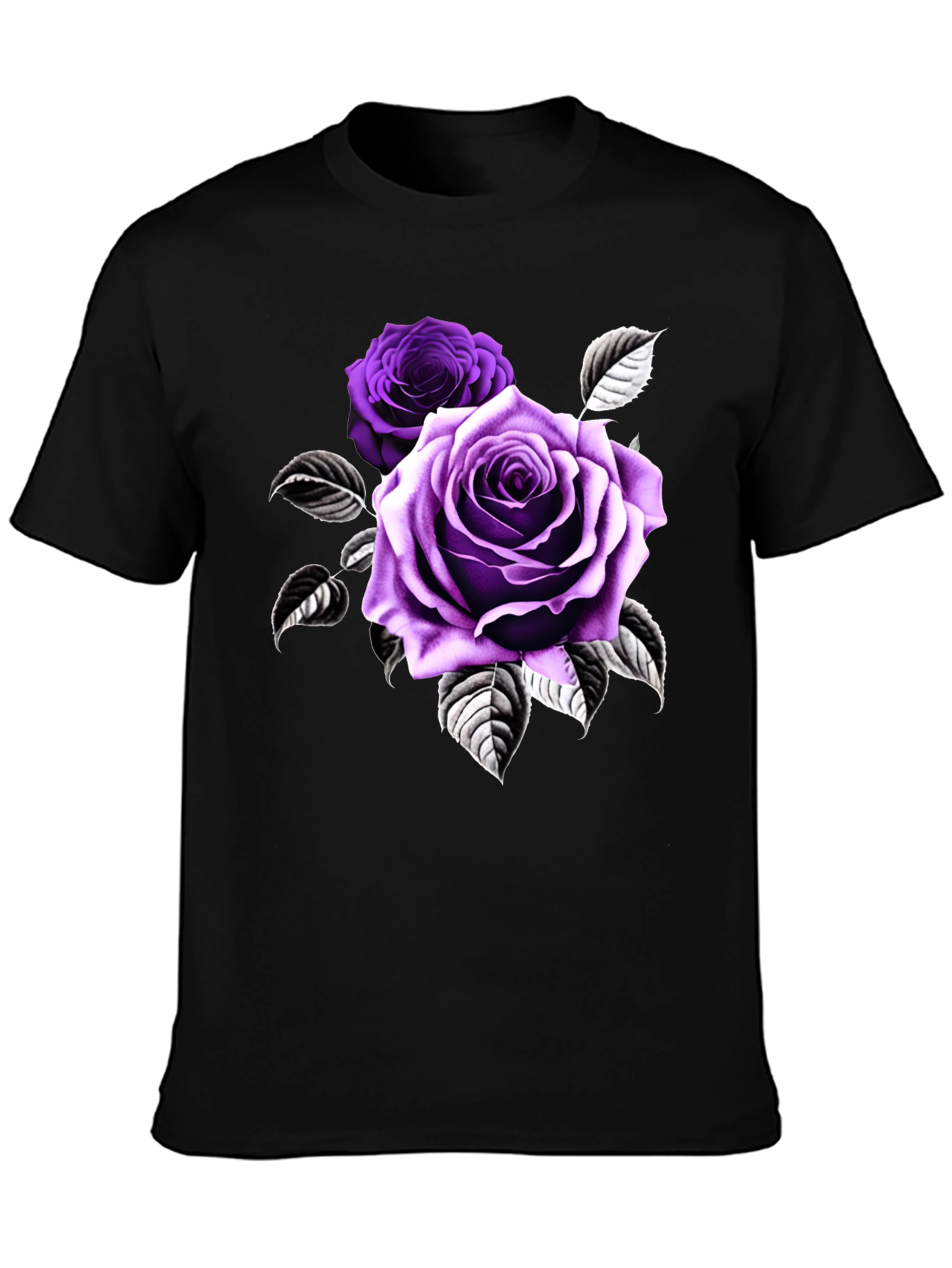 Rose Graphic T-Shirt - Black Cotton Blend