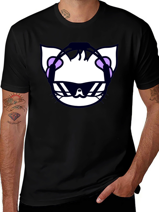 Cool Cat DJ Graphic T-Shirt - Black