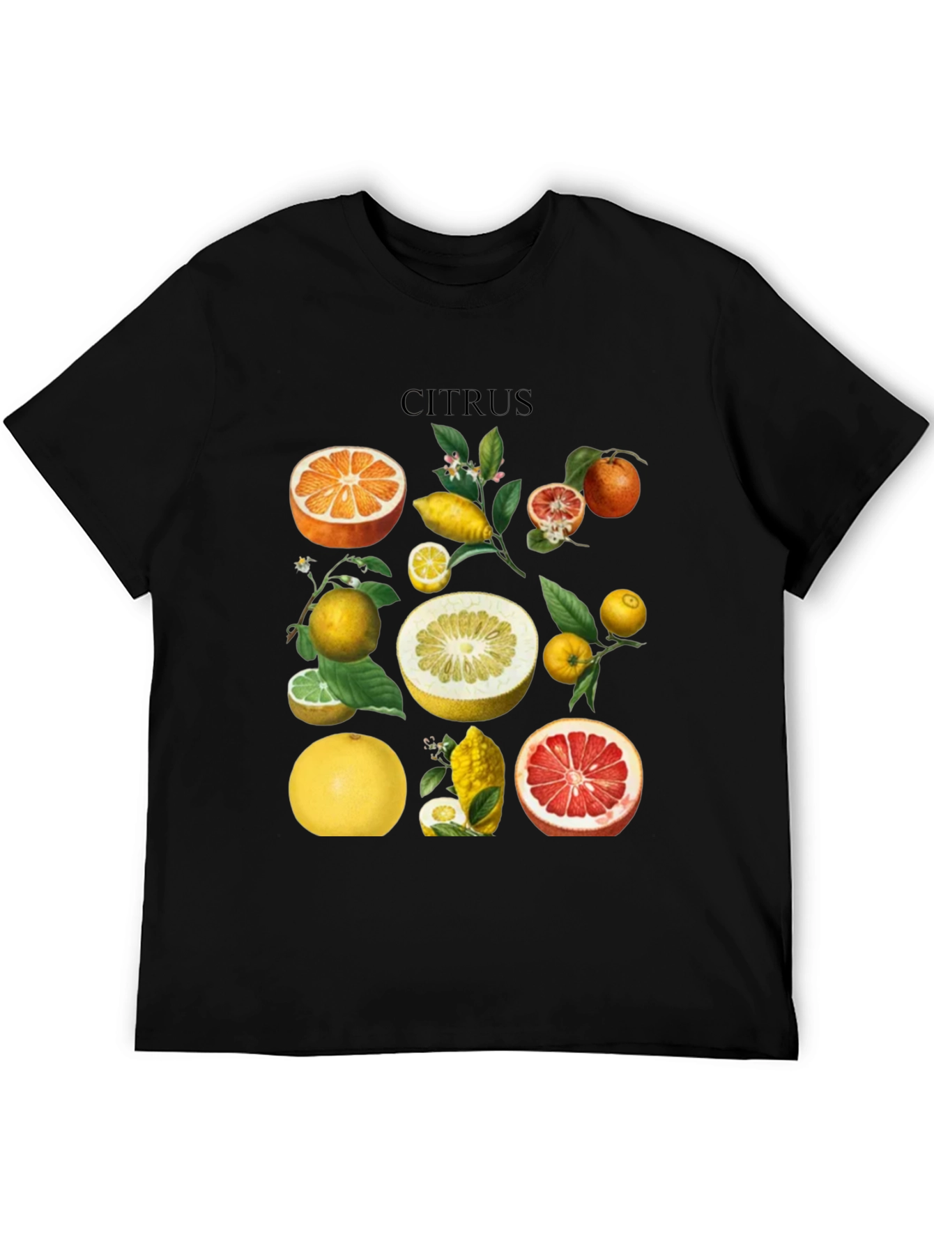 Citrus Fruit Graphic T-Shirt - Black Cotton Tee