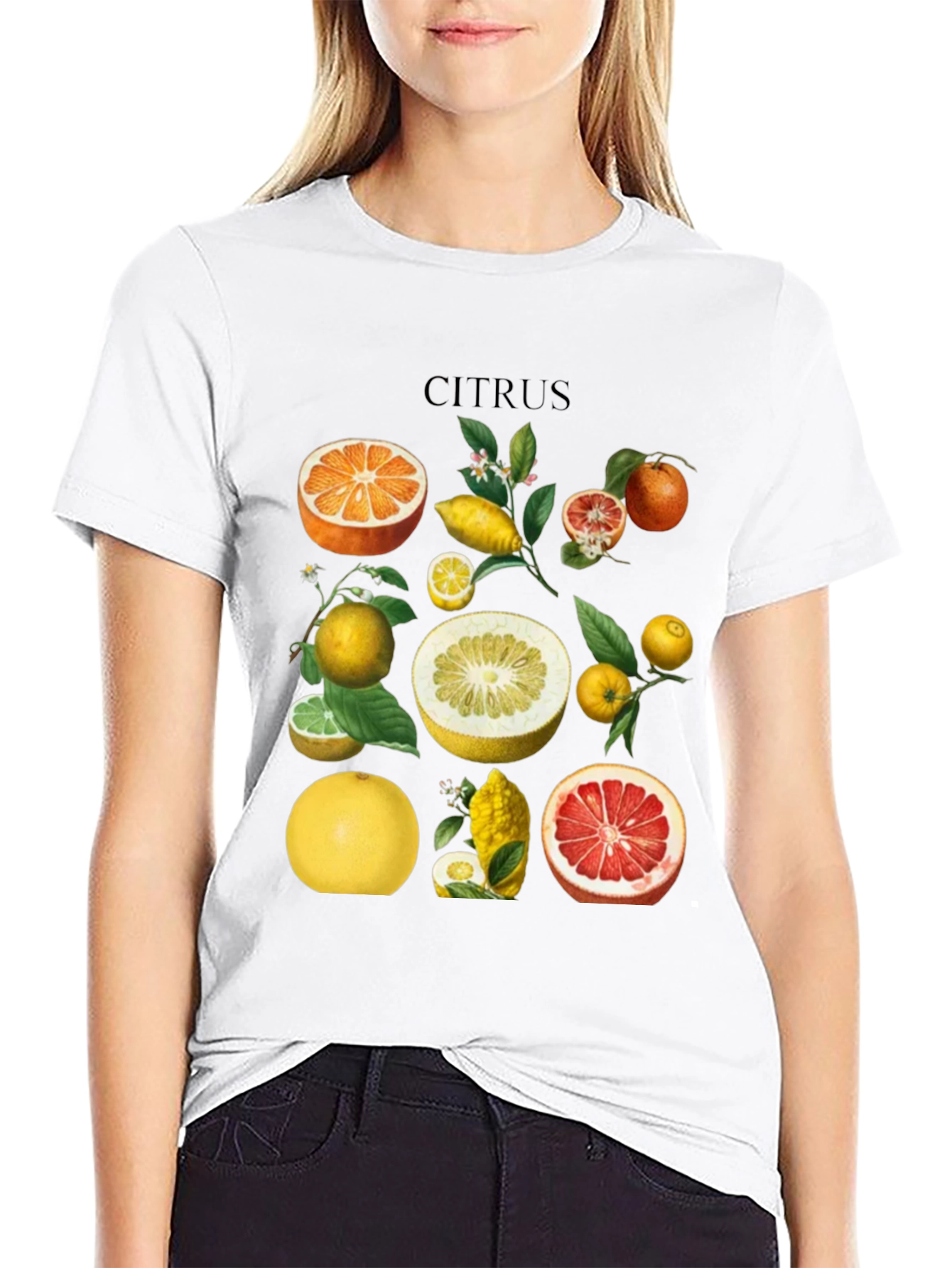Citrus Fruit Graphic T-Shirt - Black Cotton Tee