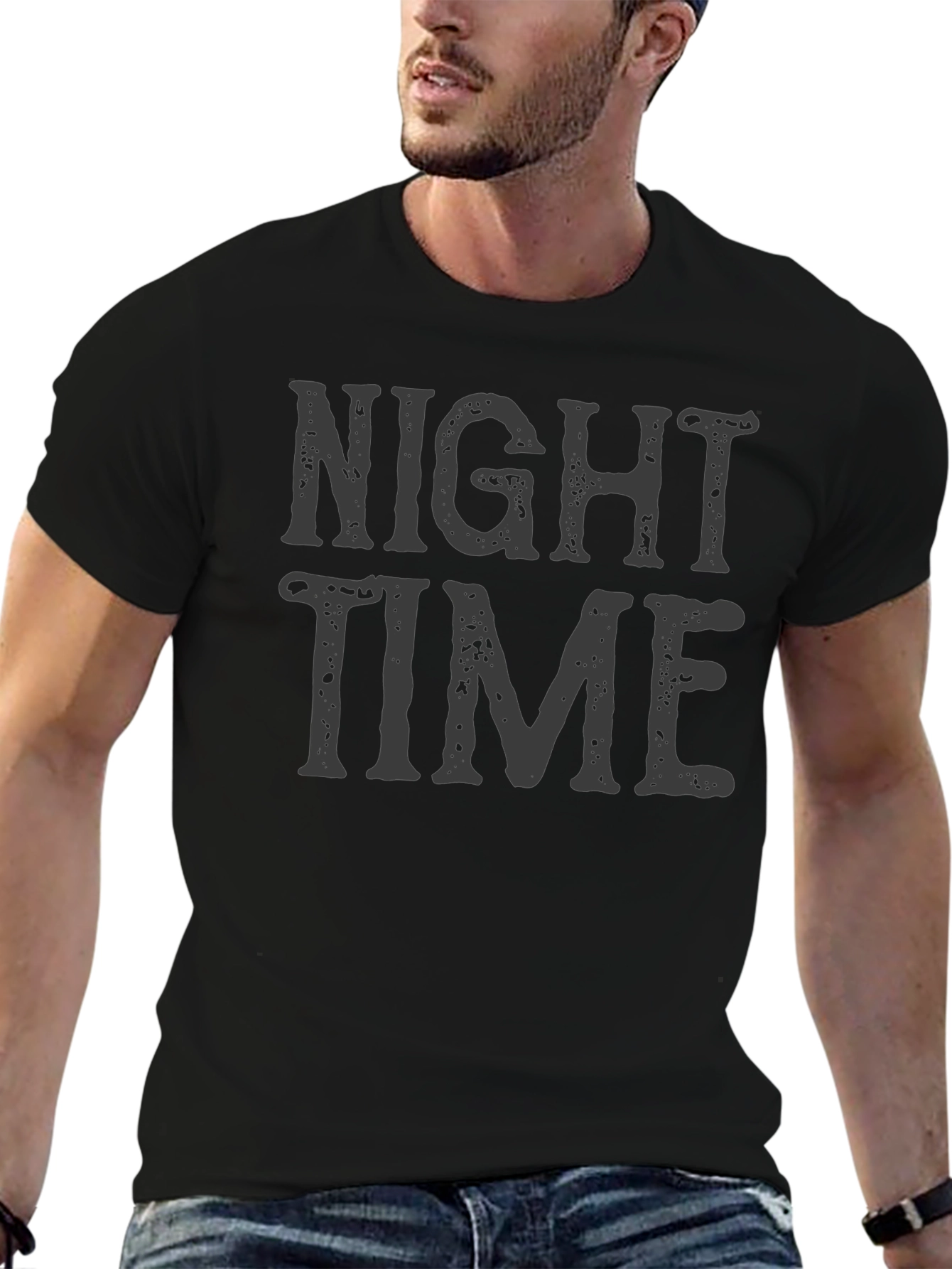 Night Time Graphic Print T-Shirt - Casual Wear