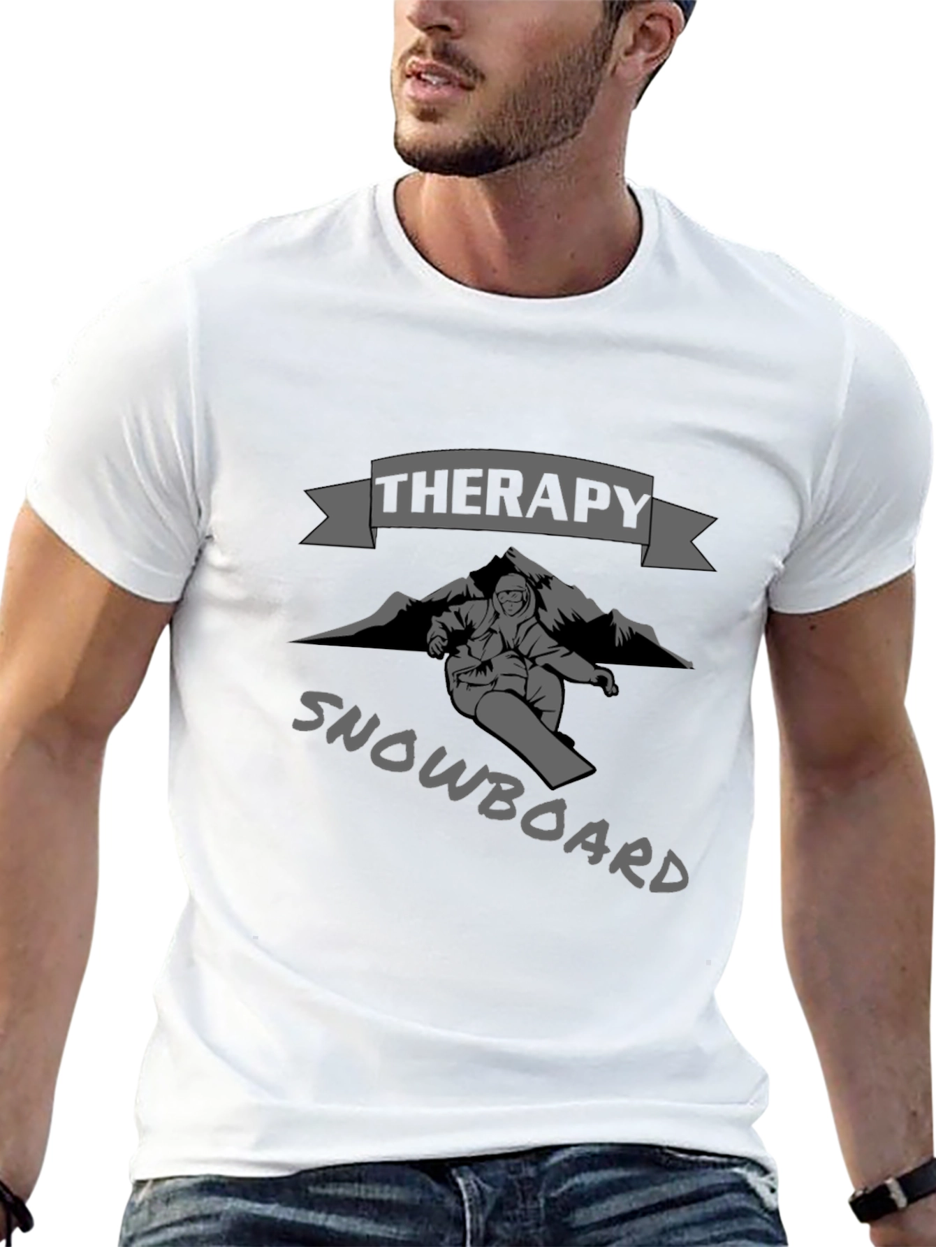 Snowboard Therapy Tee - Black Graphic T-Shirt
